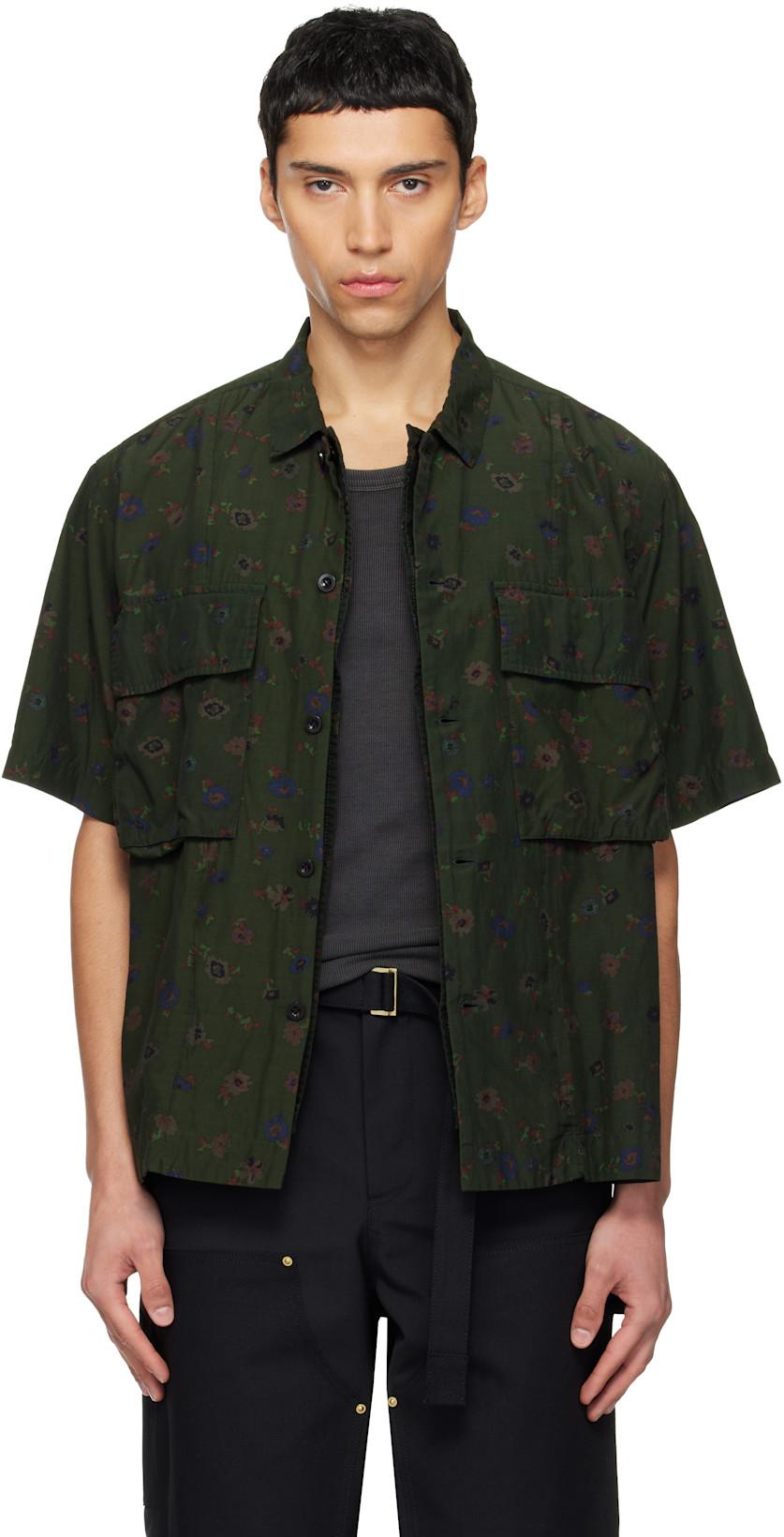 Khaki Overdyed Floral Print Shirt by SACAI