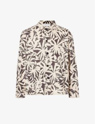 Leaf-print patch-pocket cotton jacket by SACAI
