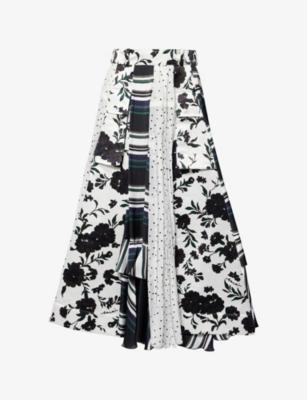 Multi-Pattern Woven Midi Skirt by SACAI