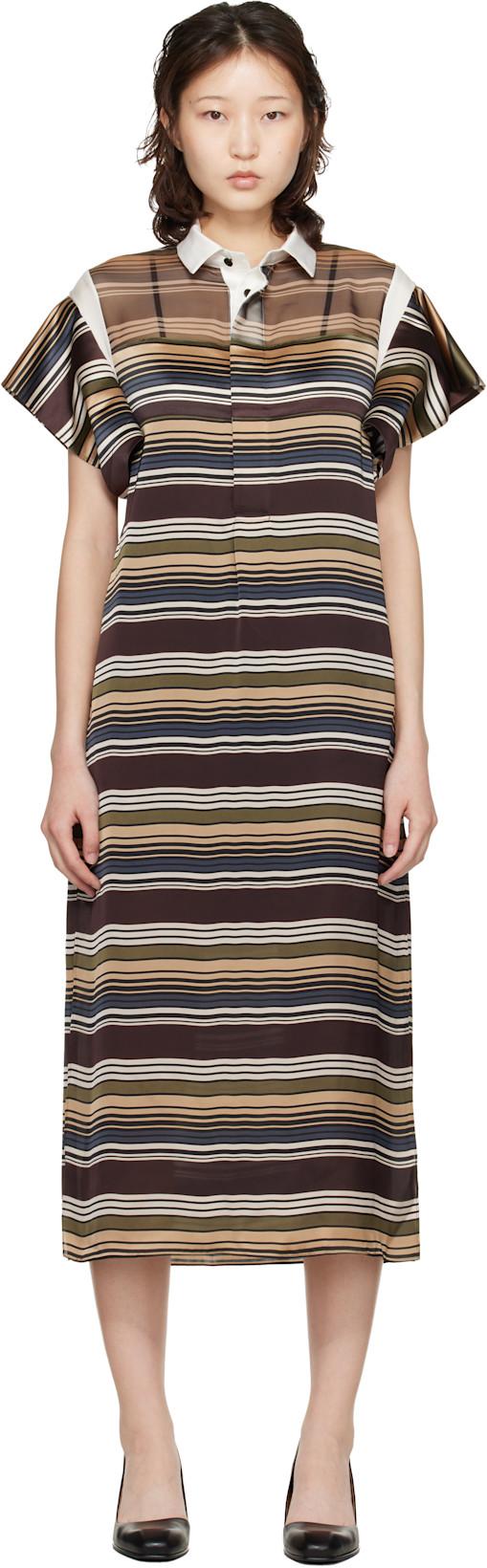 Multicolor Horizontal Stripe Midi Dress by SACAI