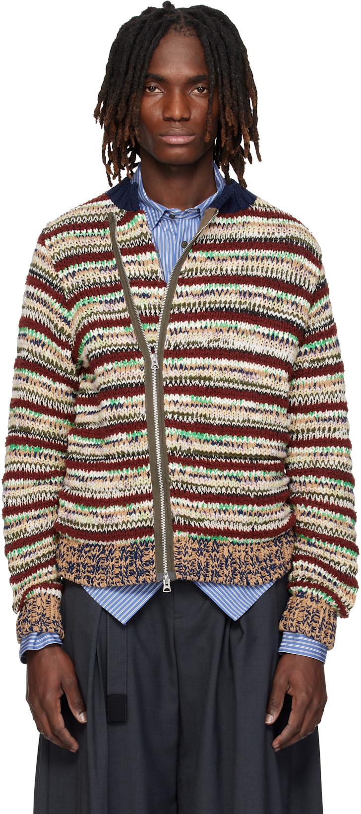 Multicolor Mix Knit Blouson Cardigan by SACAI