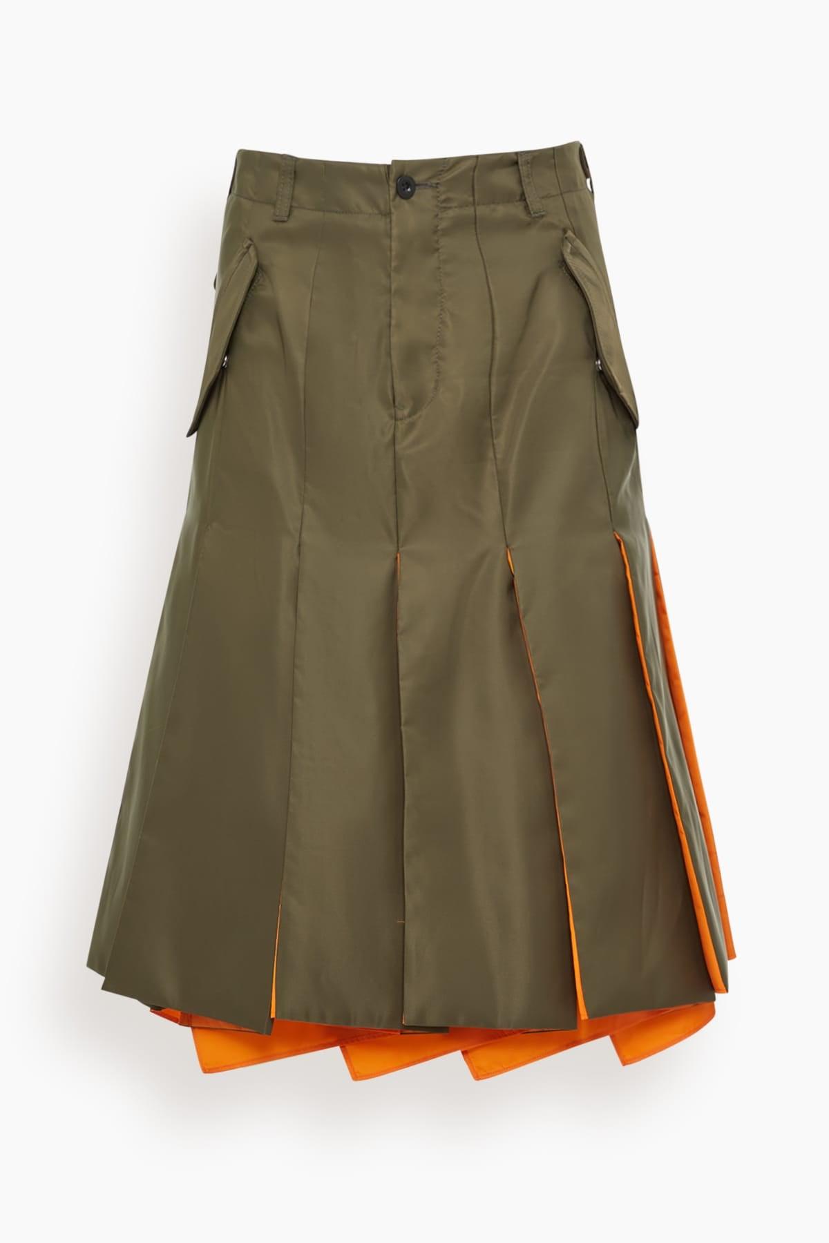 Nylon Twill Skirt in Dark Khaki by SACAI