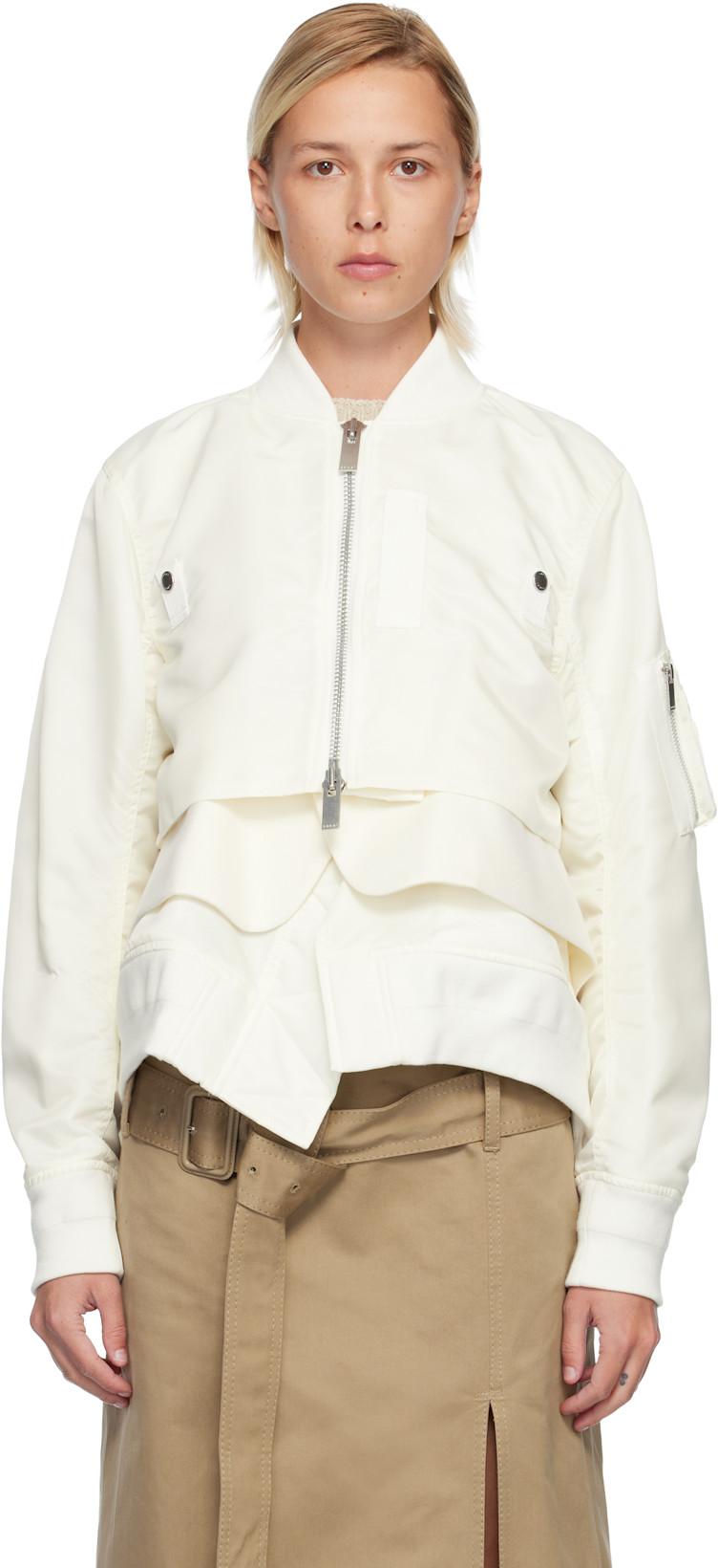 Off-White Nylon Twill & Wool Melton Blouson Jacket by SACAI