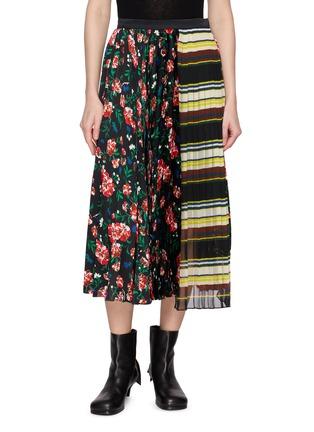 Pattern Mix Pleated Midi Skirt by SACAI
