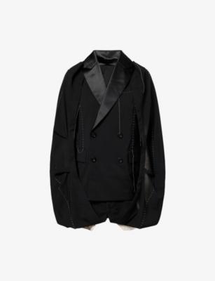 Peak-Lapel Draped Wool Mini Dress by SACAI