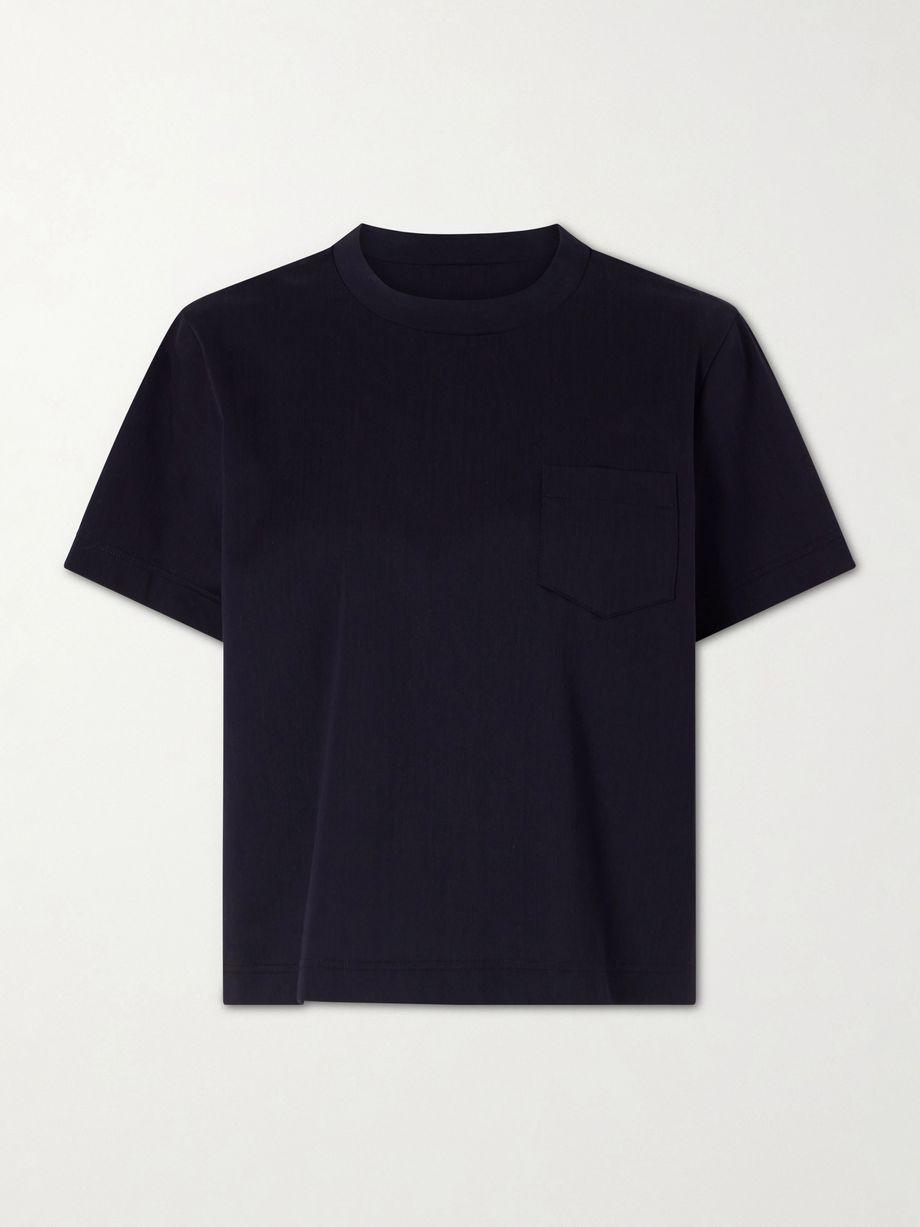 Pleated striped cotton-jersey and poplin T-shirt by SACAI