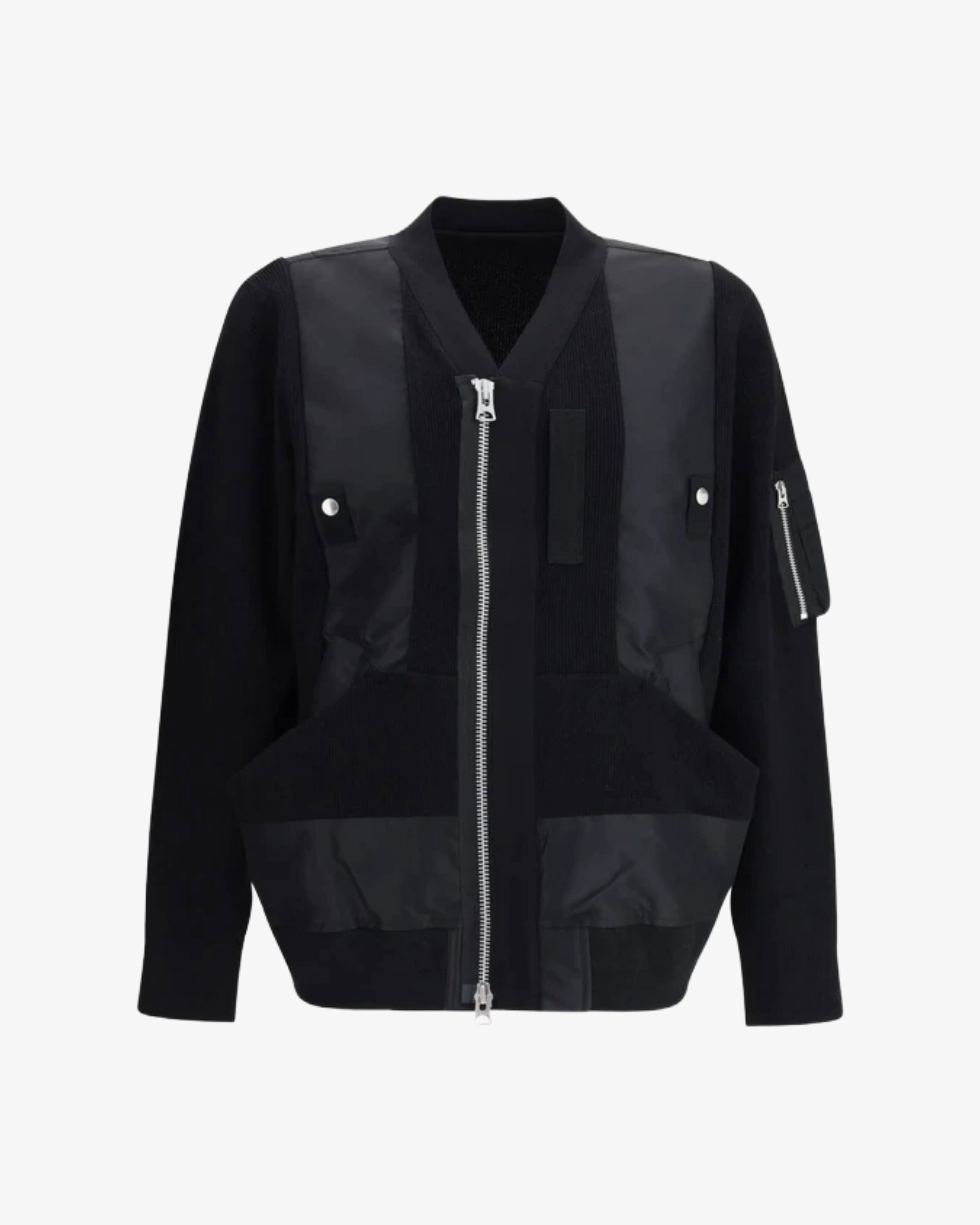 SACAI - Men's Nylon Twill X  Knit Blouson - (Black001) by SACAI