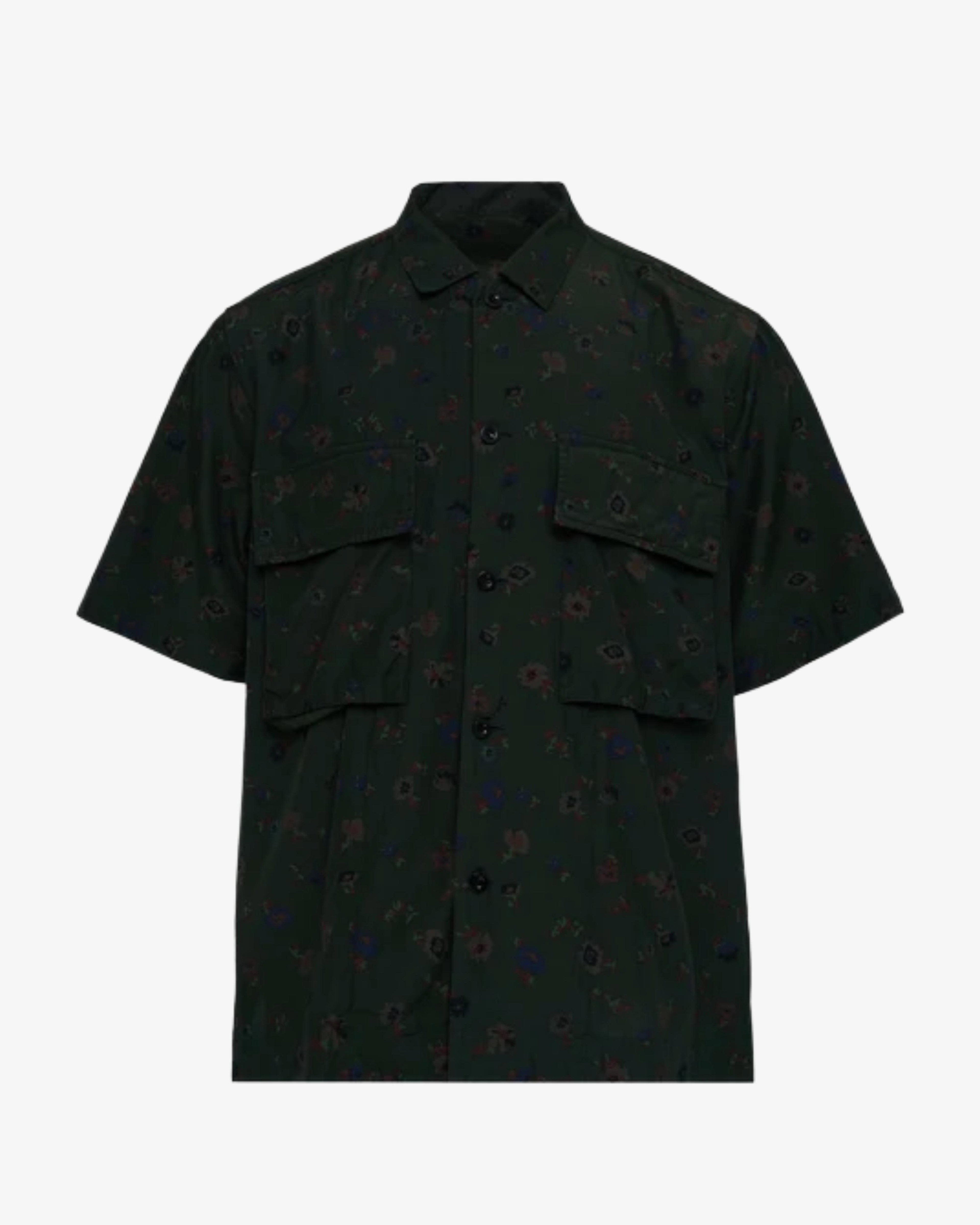 SACAI - Men's Overdyed Floral Print Shirt - (Green) by SACAI
