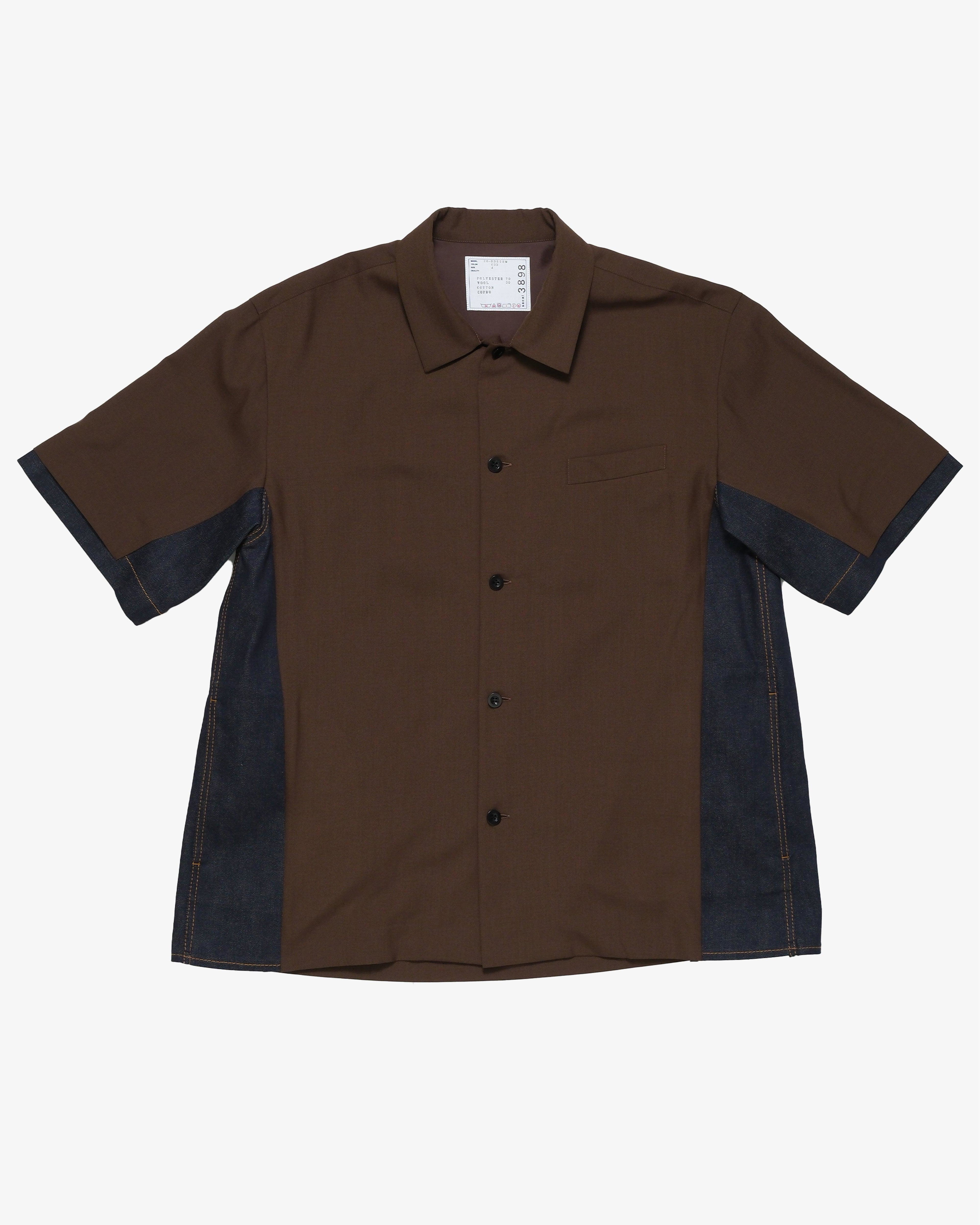 SACAI - Men's Suiting X Denim Shirt - (Brown) by SACAI