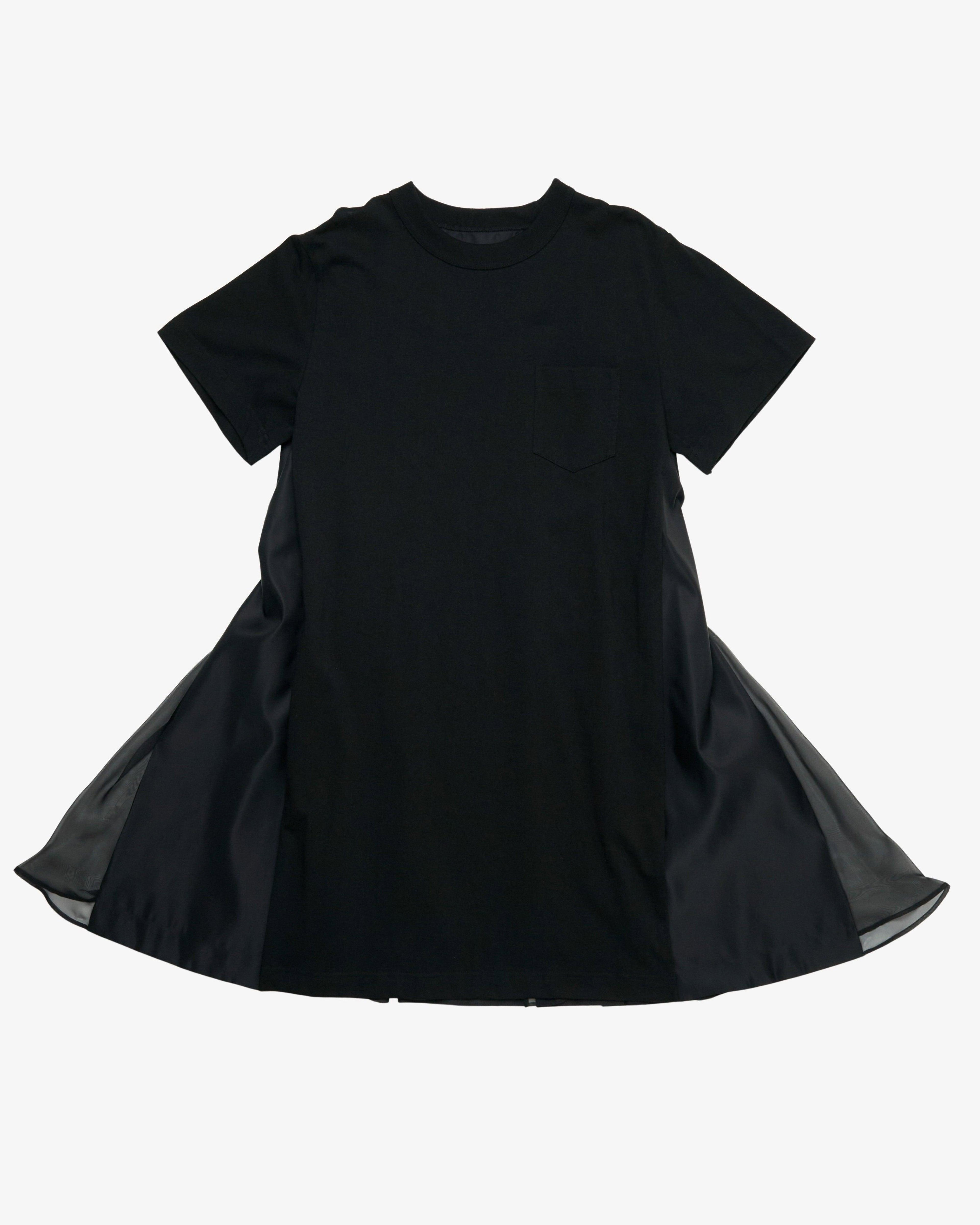 SACAI - Women's Cotton Jersey X Nylon Twill Dress - (Black) by SACAI