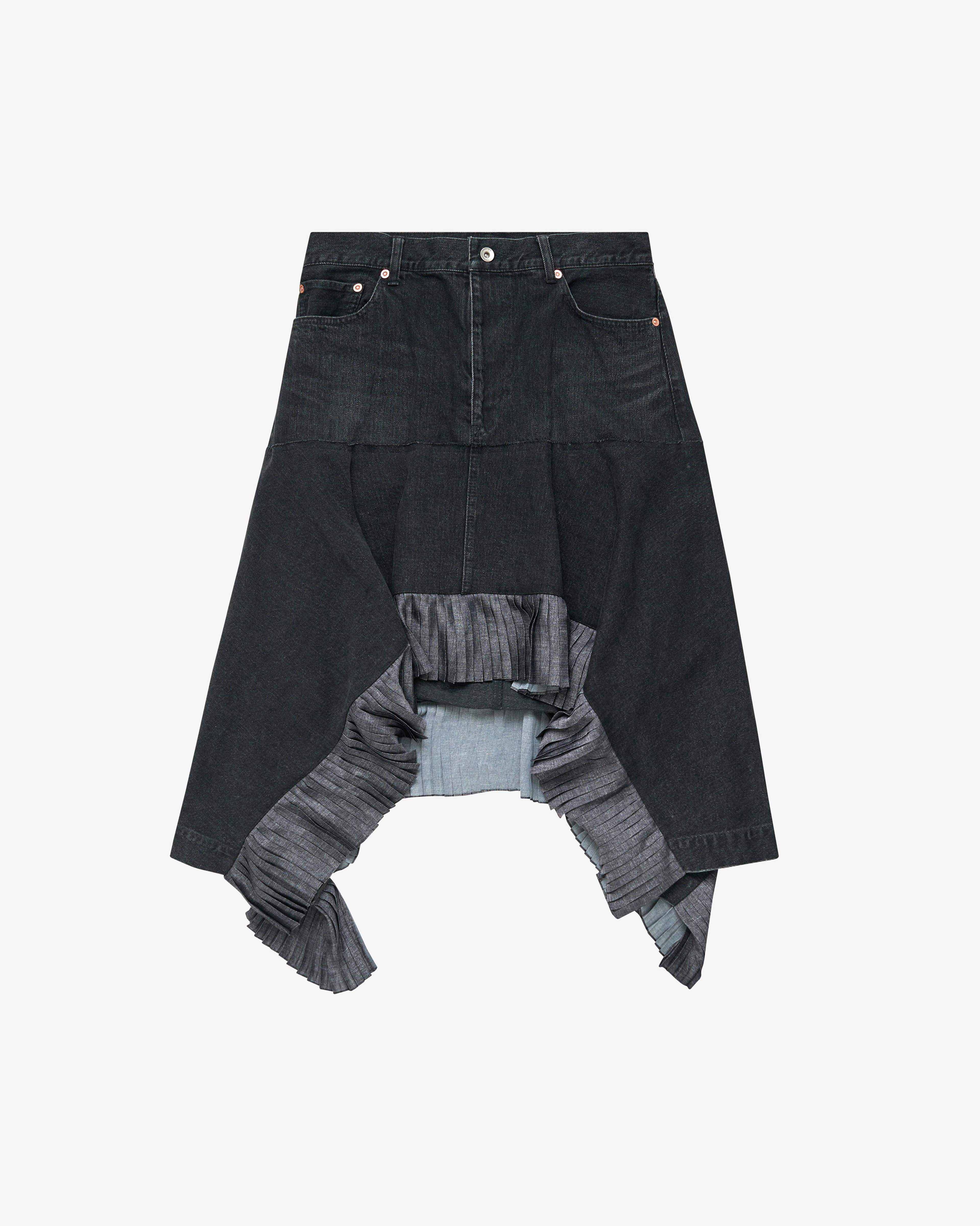 SACAI - Women's Denim X Satin Skirt - (Black) by SACAI