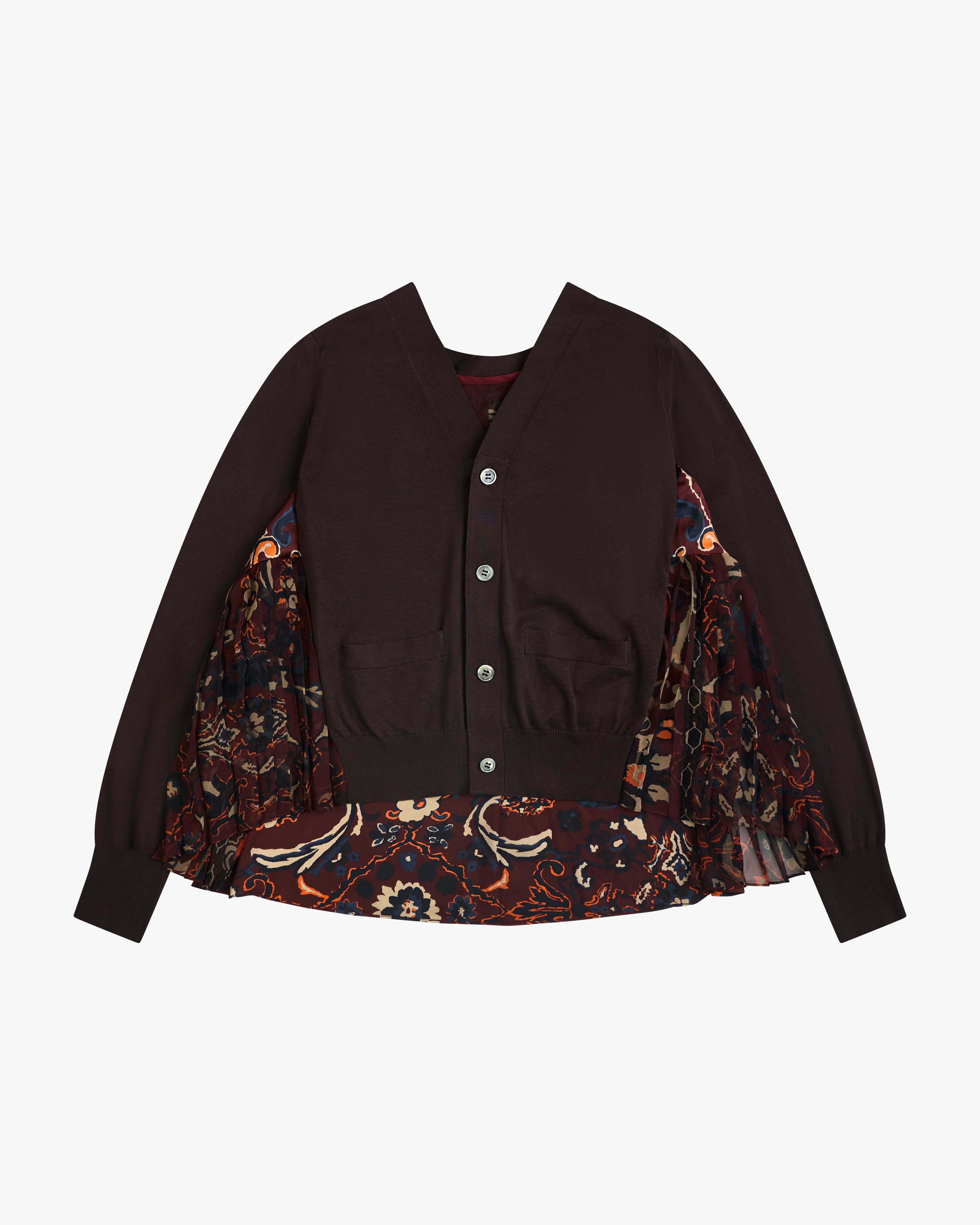 SACAI - Women's Floral Print Cardigan - (Brown616) by SACAI