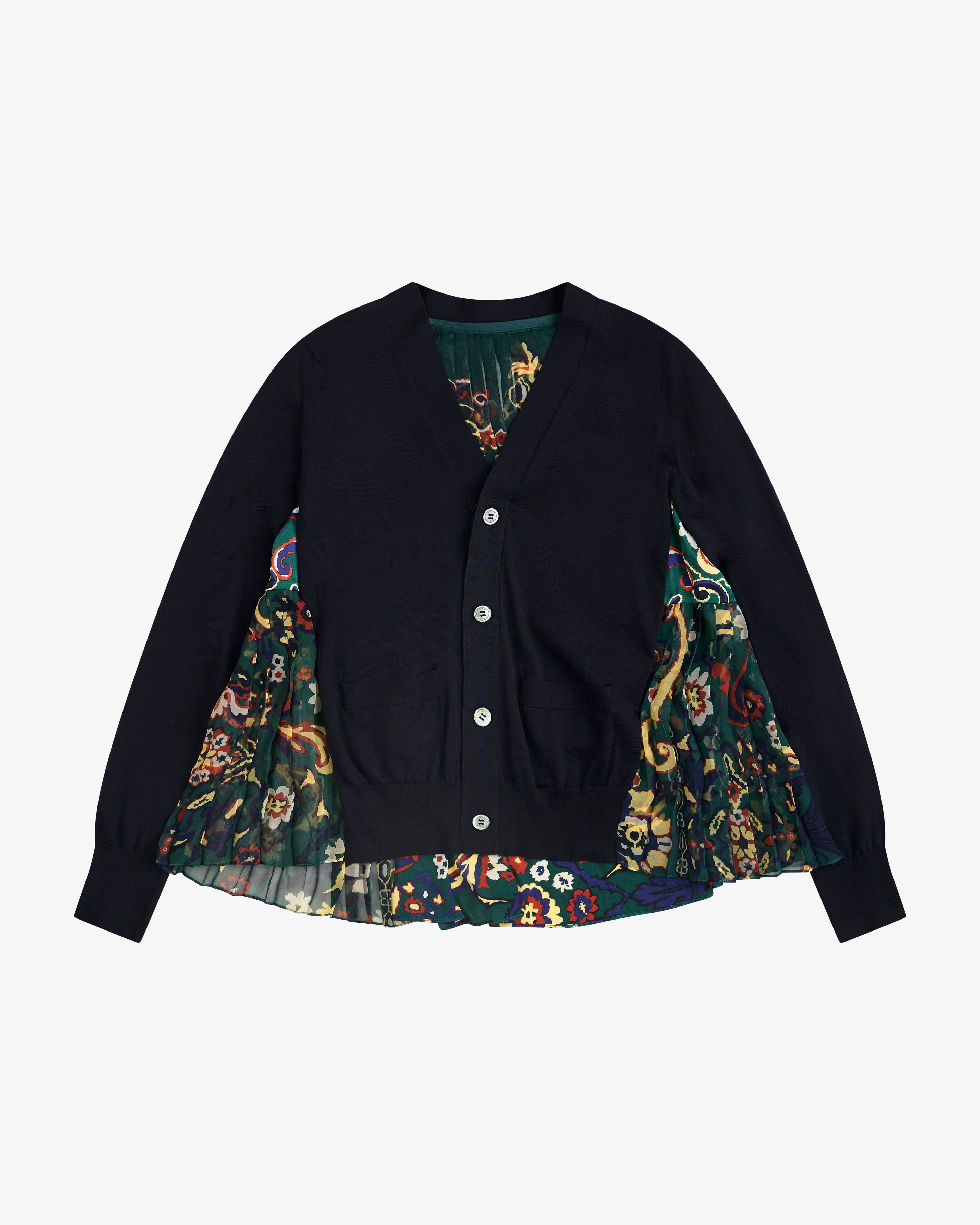 SACAI - Women's Floral Print Cardigan - (Navy213) by SACAI