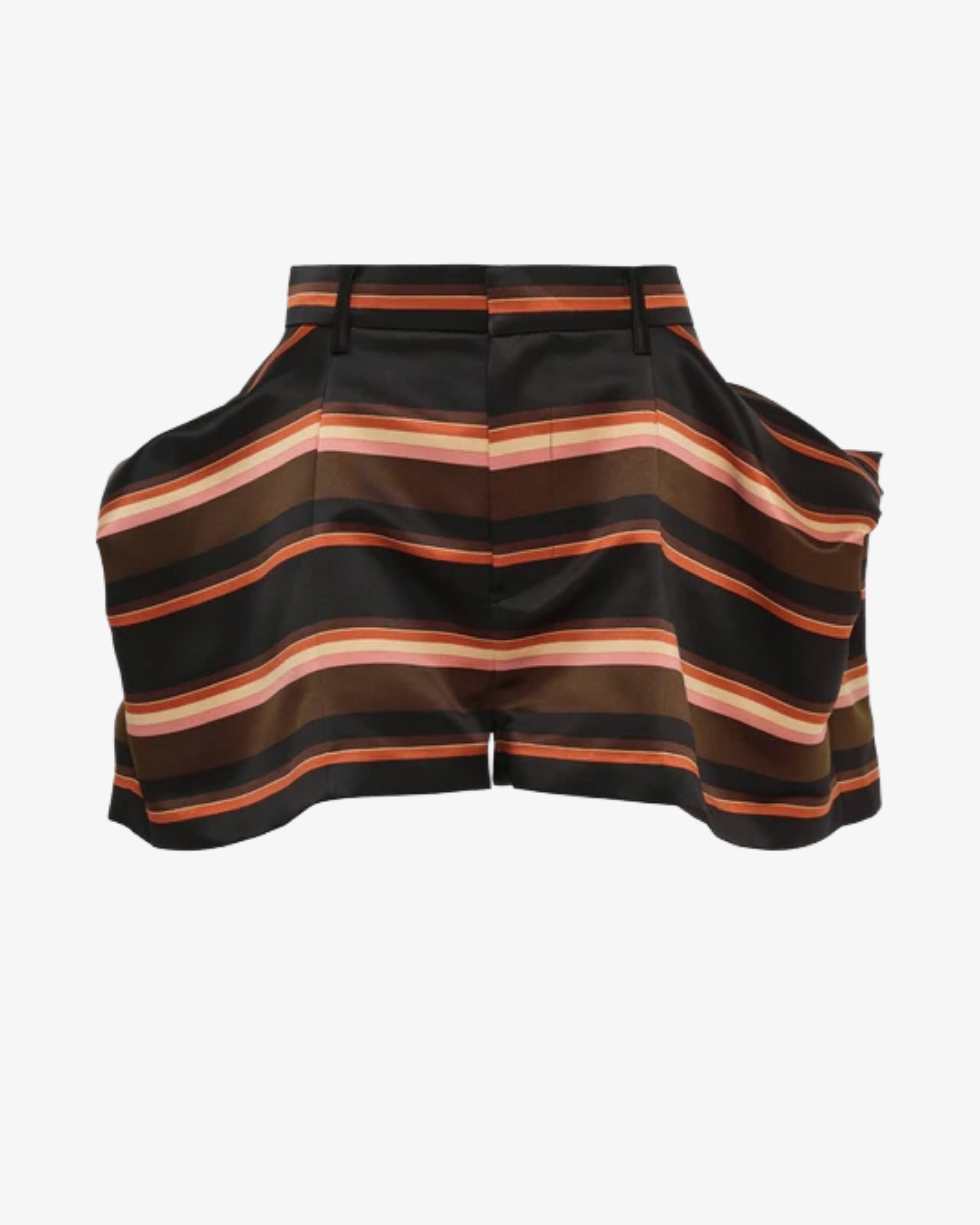 SACAI - Women's Horizontal Stripe Shorts - (Khaki) by SACAI