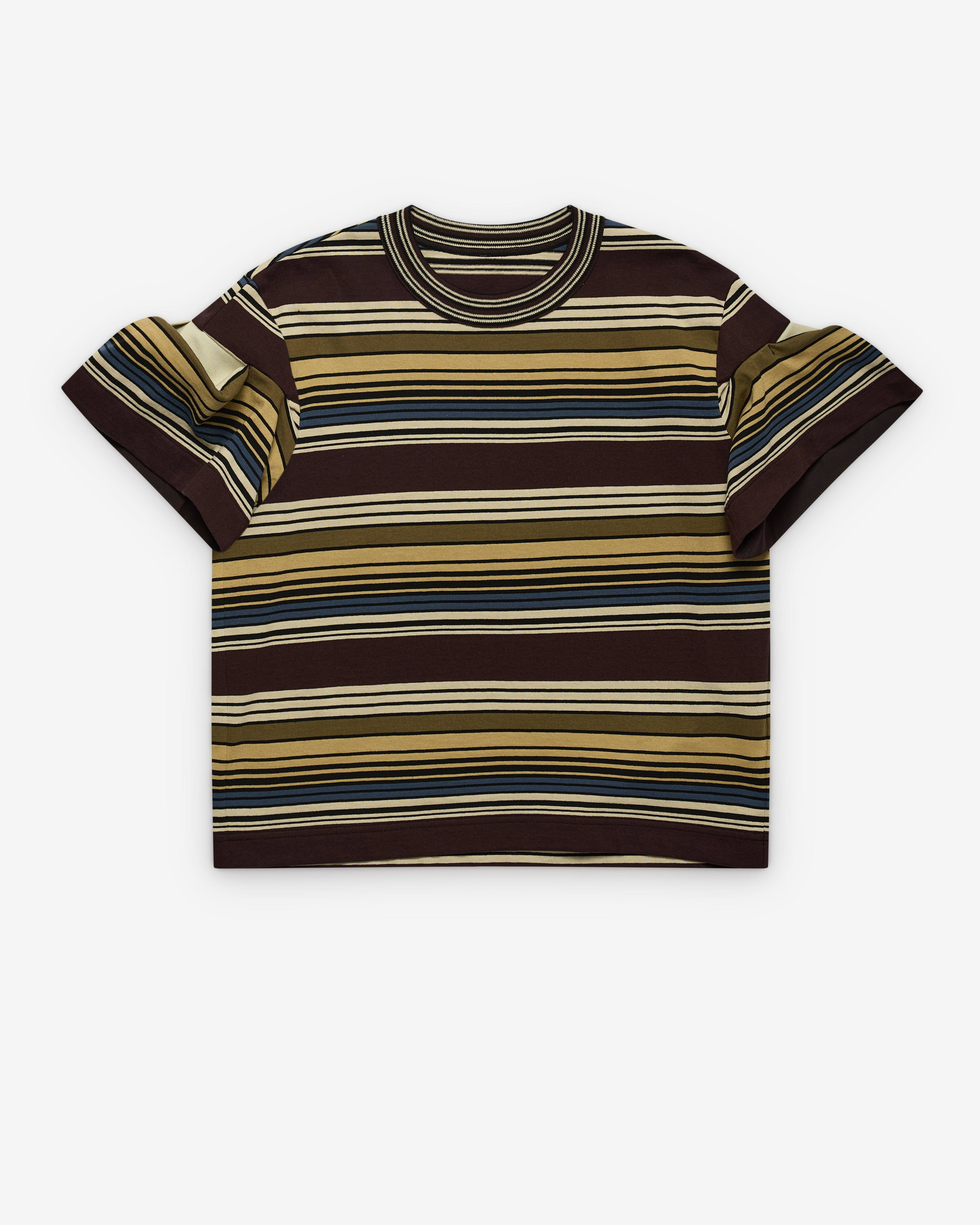 SACAI - Women's Horizontal Stripe T-Shirt - (Brown) by SACAI