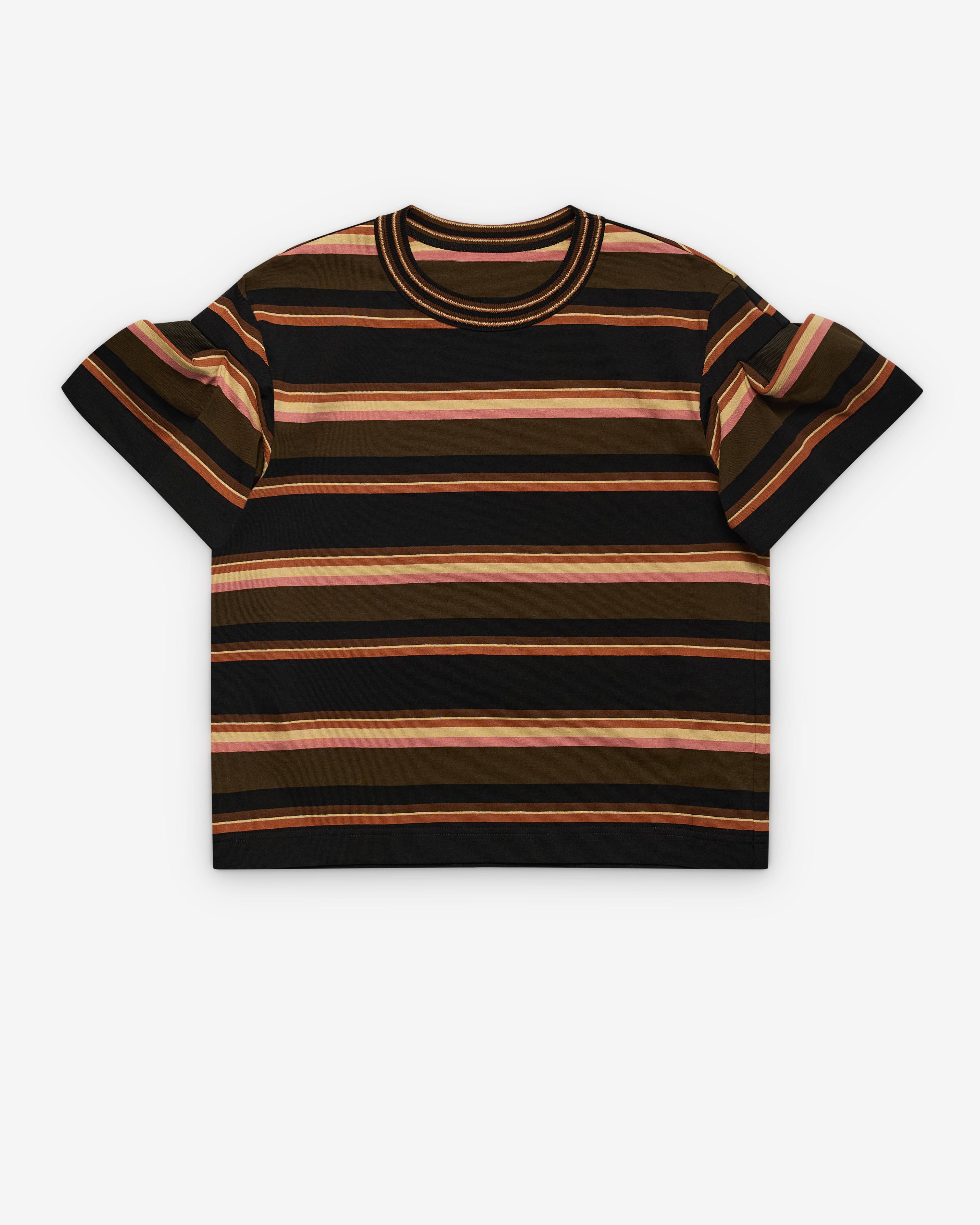SACAI - Women's Horizontal Stripe T-Shirt - (Khaki727) by SACAI