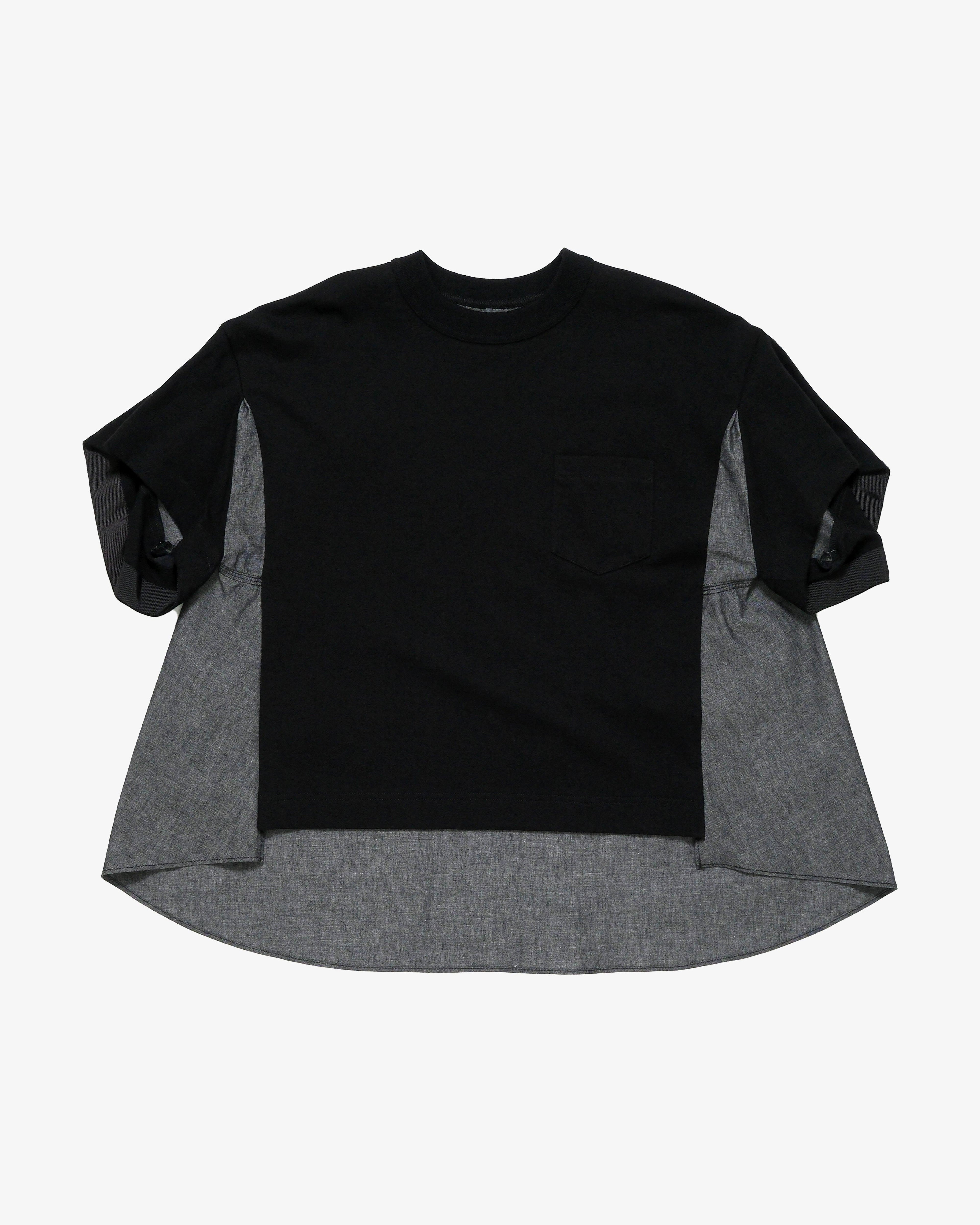 SACAI - Women's Light Weight Denim X Cotton Jersey T-Shirt - (Black) by SACAI