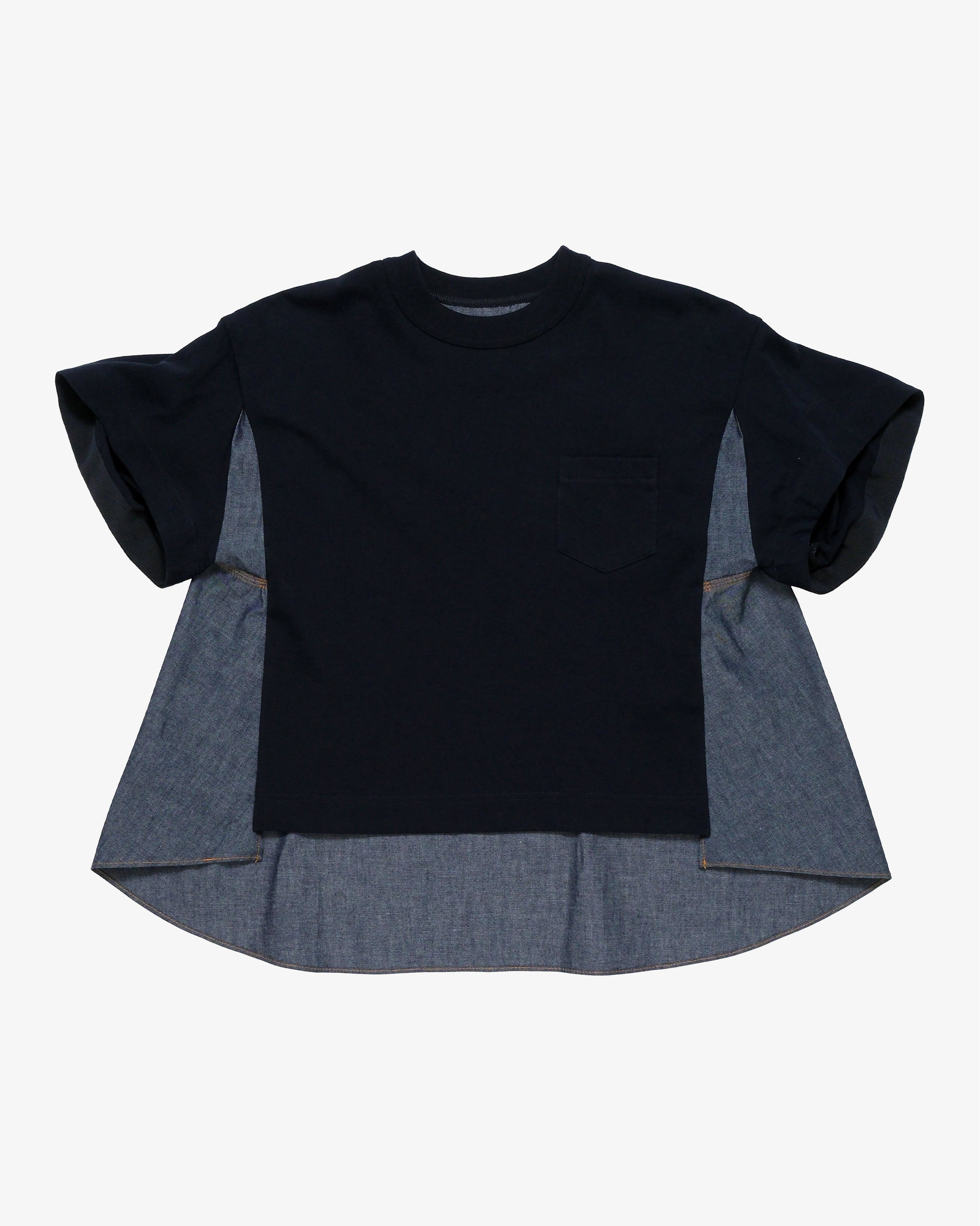 SACAI - Women's Light Weight Denim X Cotton Jersey T-Shirt - (Denim) by SACAI