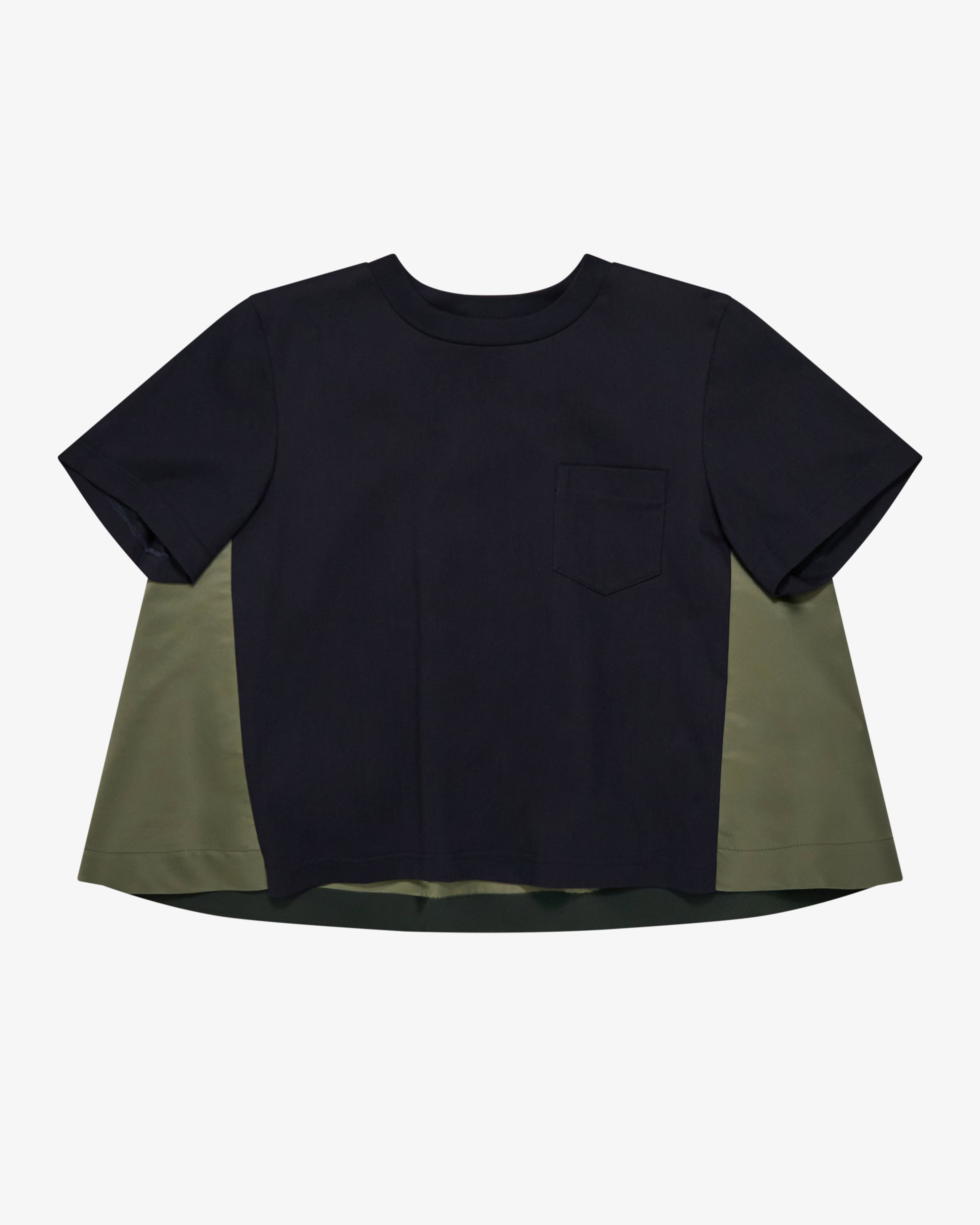 SACAI - Women's Nylon Twill X Cotton Jersey T-Shirt - (Navy) by SACAI