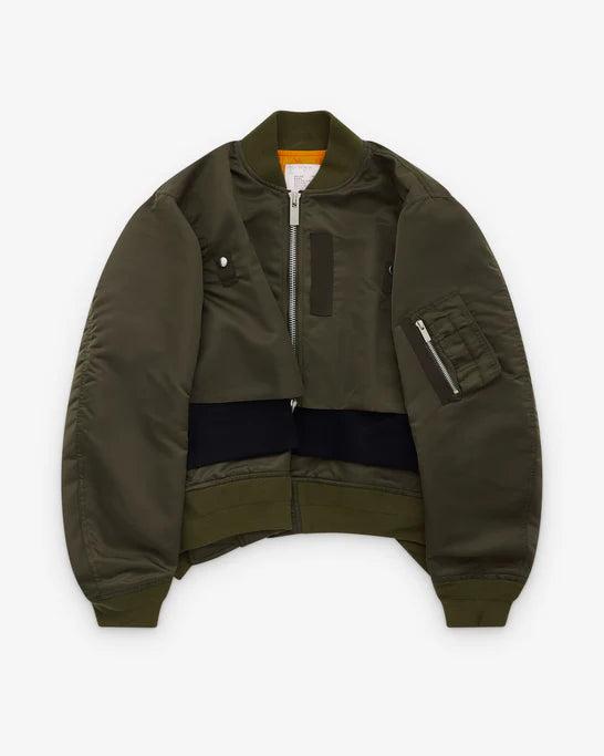 SACAI - Women's Nylon Twill X Wool Melton Blouson - (Khaki531) by SACAI