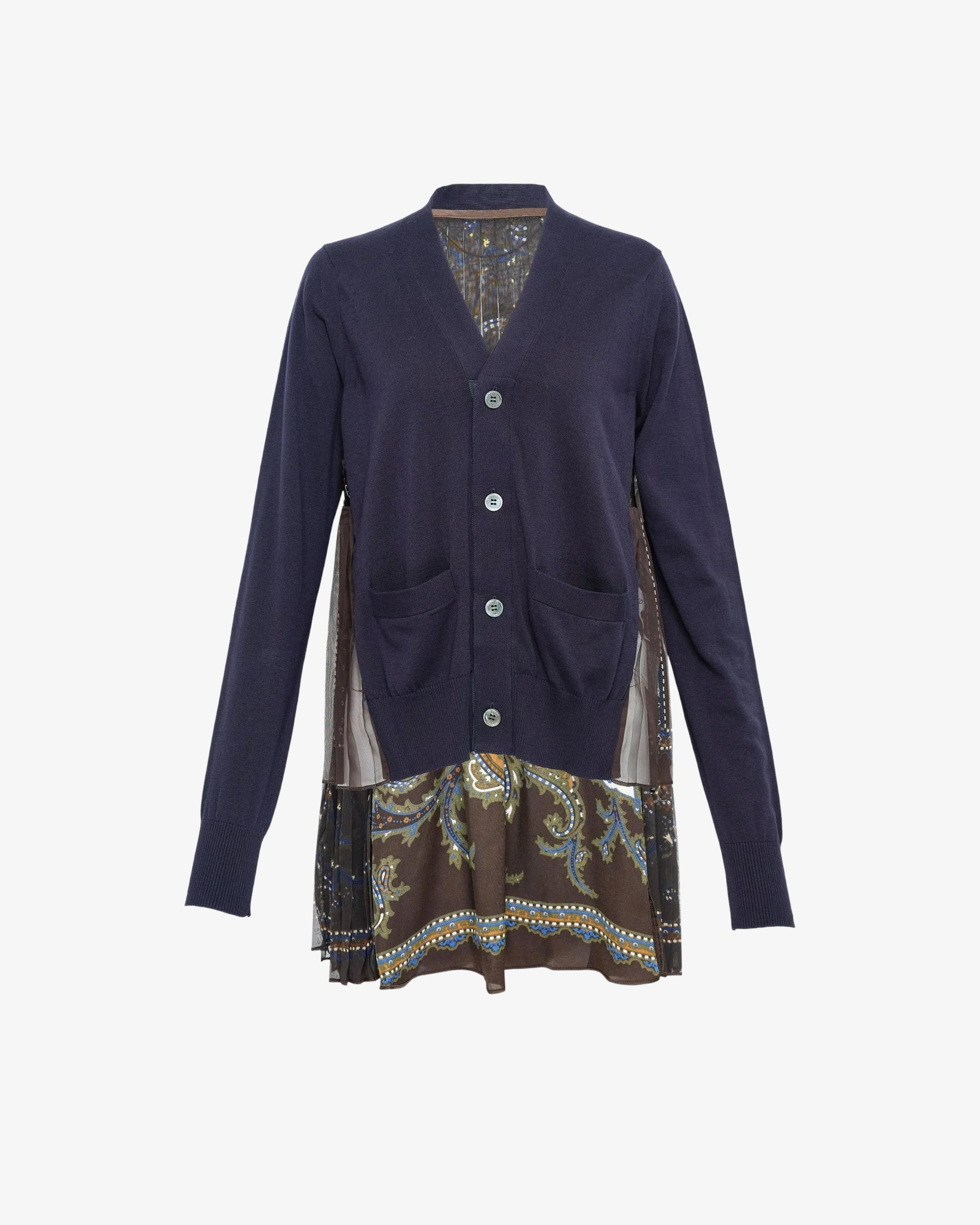 SACAI - Women's Paisley Print X Cotton Knit Cardigan - (Print612) by SACAI