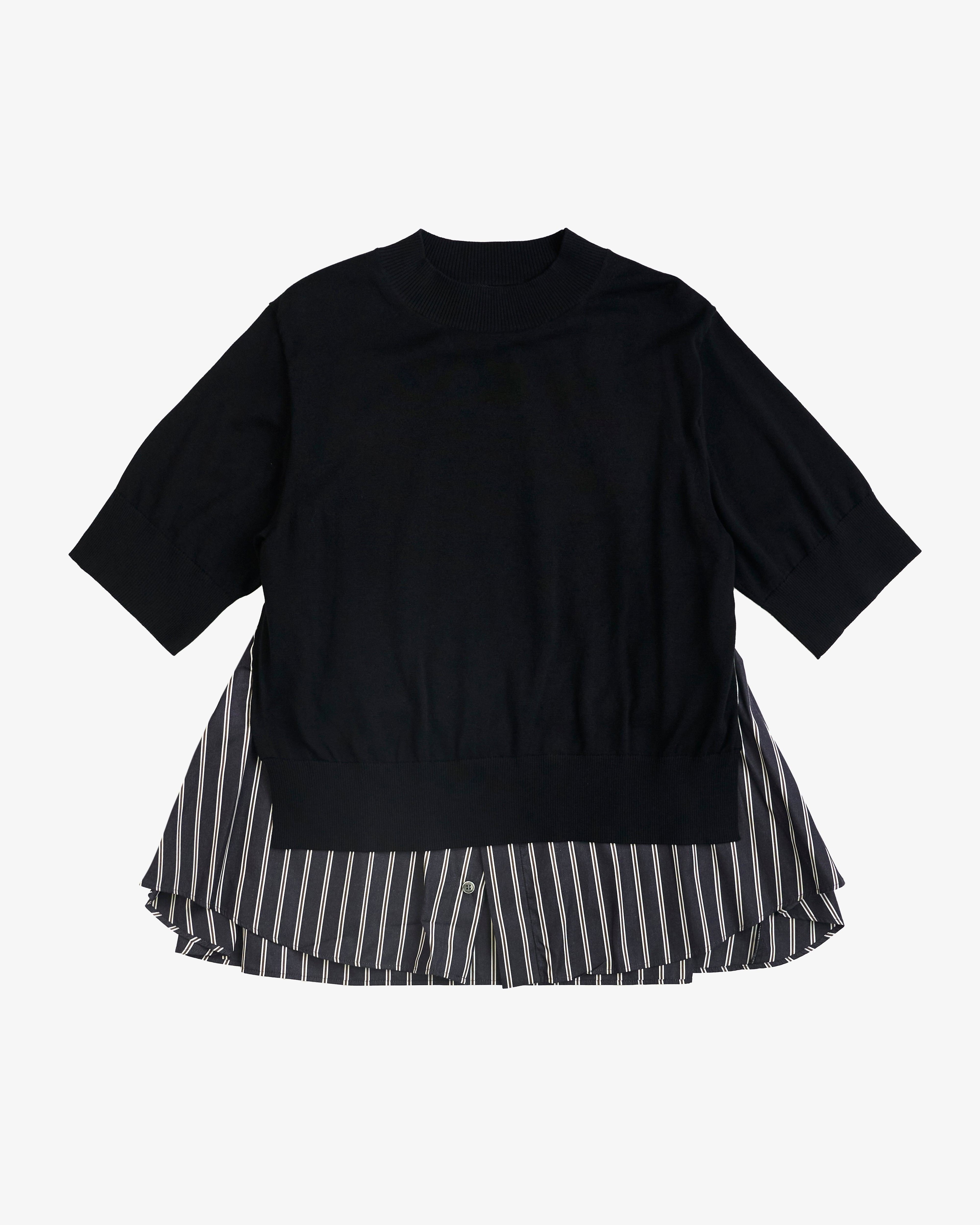 SACAI - Women's Poplin X Knit Pullover - (Stripes044) by SACAI