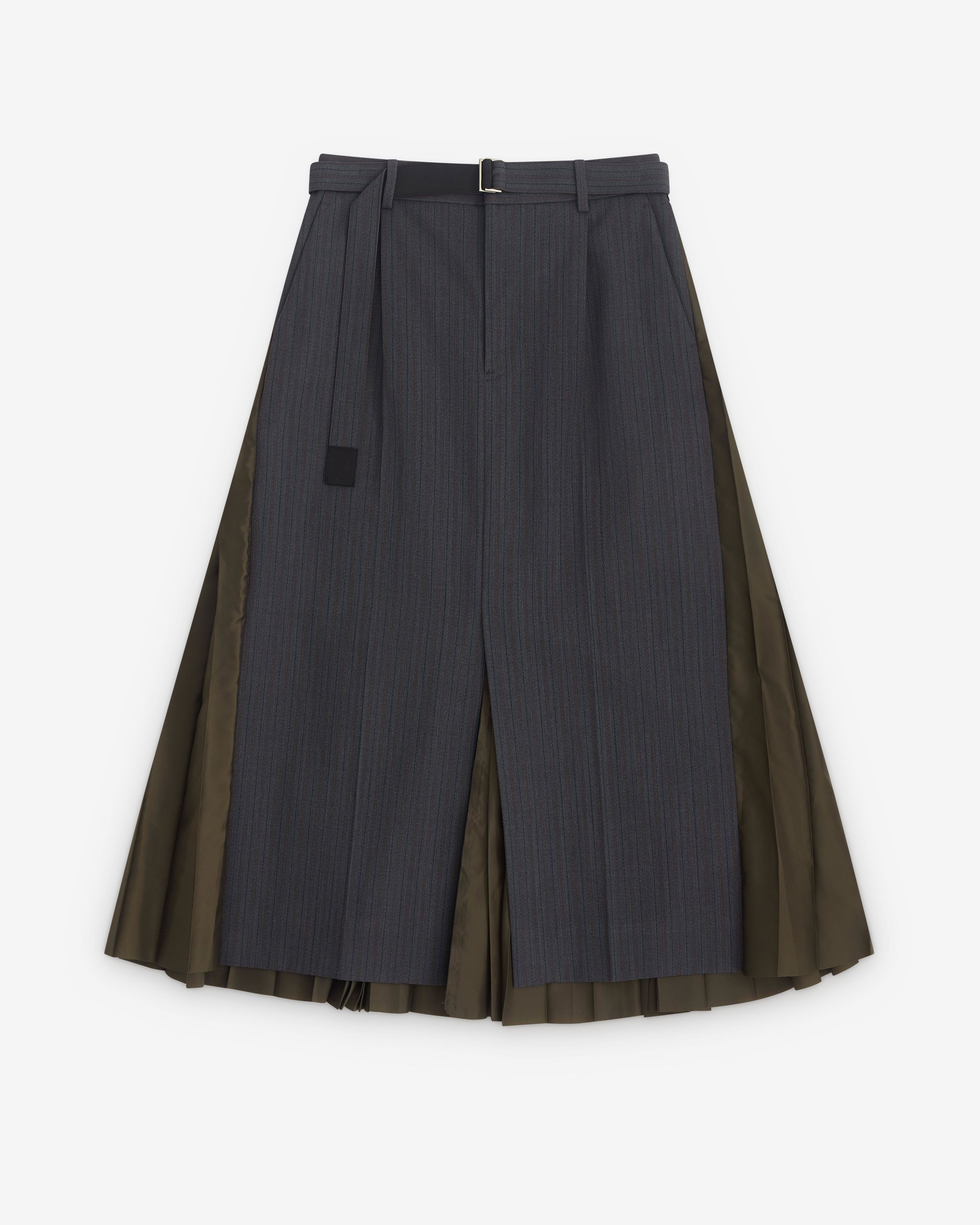 SACAI - Women's Stripe Doeskin Skirt - (Khaki) by SACAI