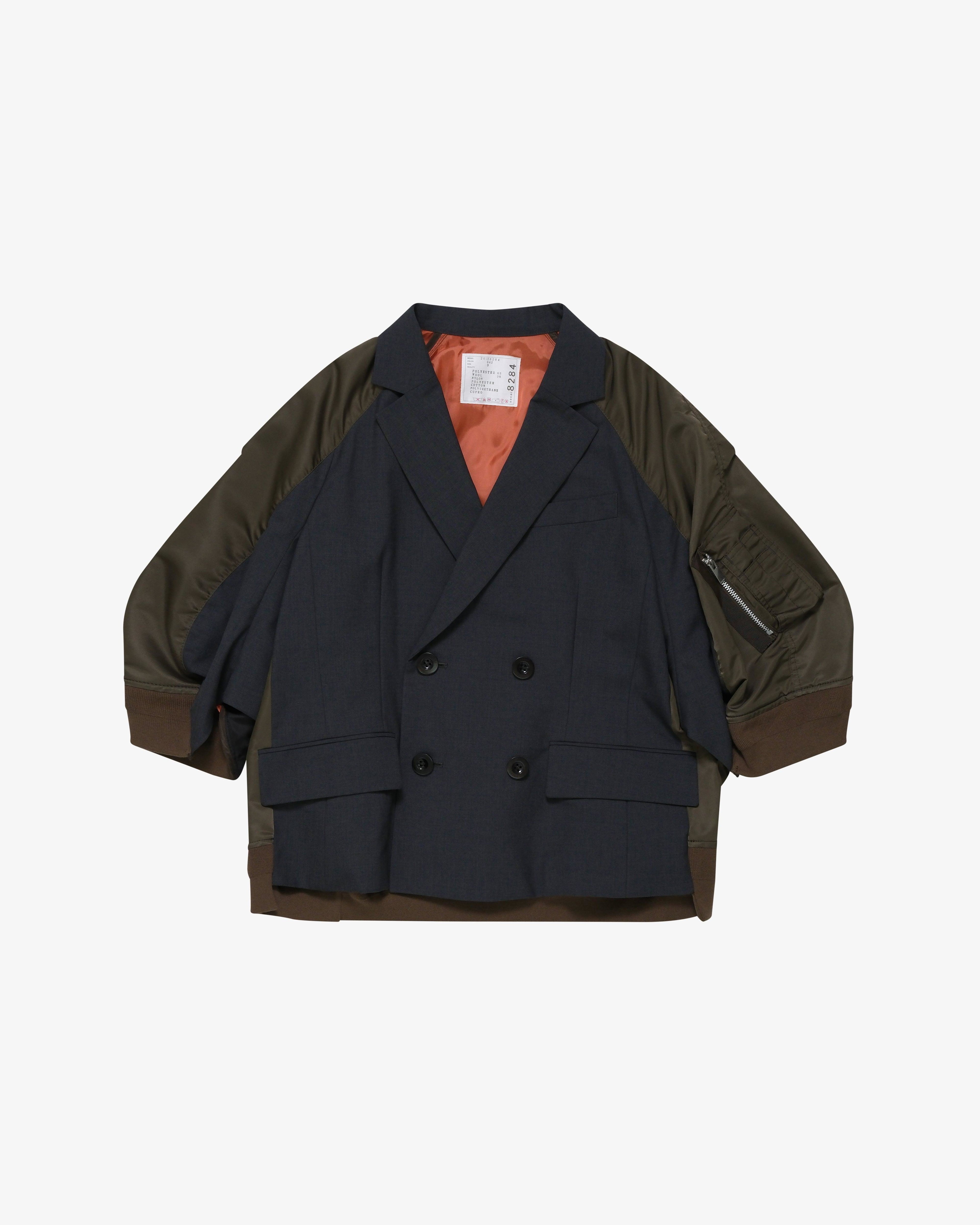 SACAI - Women's Suiting X Nylon Twill Jacket - (Greyish Brown) by SACAI