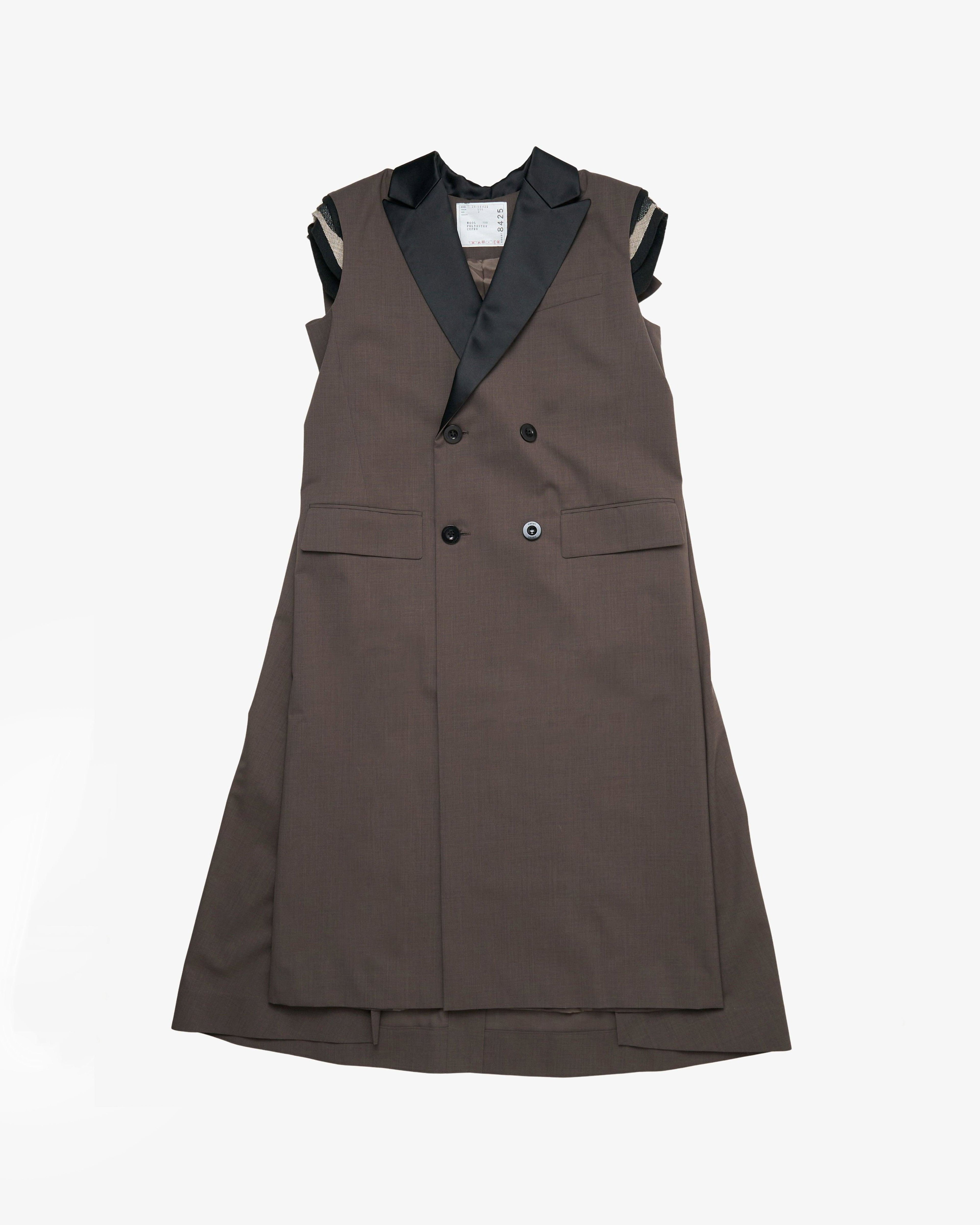 SACAI - Women's Wool Suiting Long Vest - (Grey) by SACAI