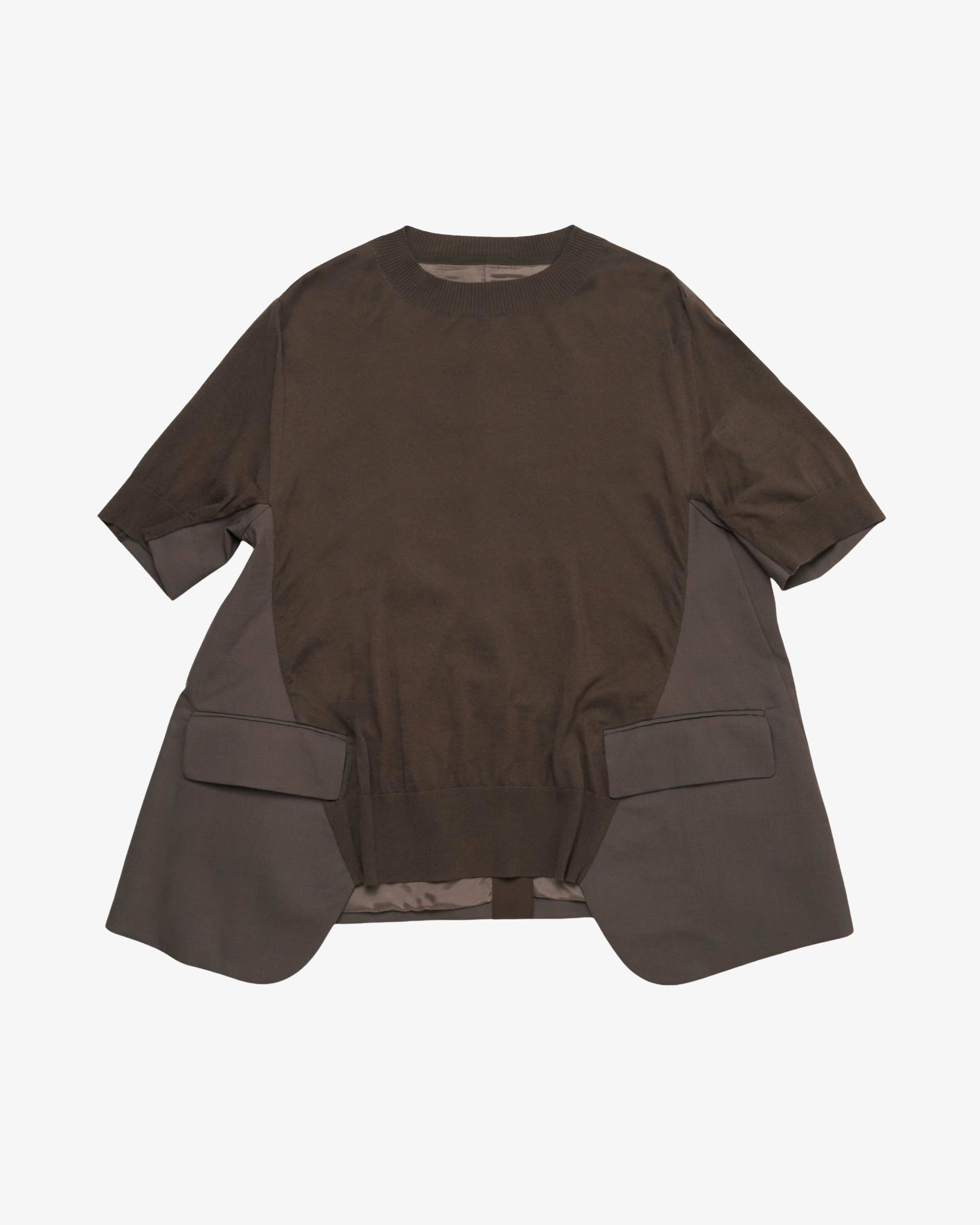 SACAI - Women's Wool Suiting X Cotton Knit Pullover - (Grey) by SACAI