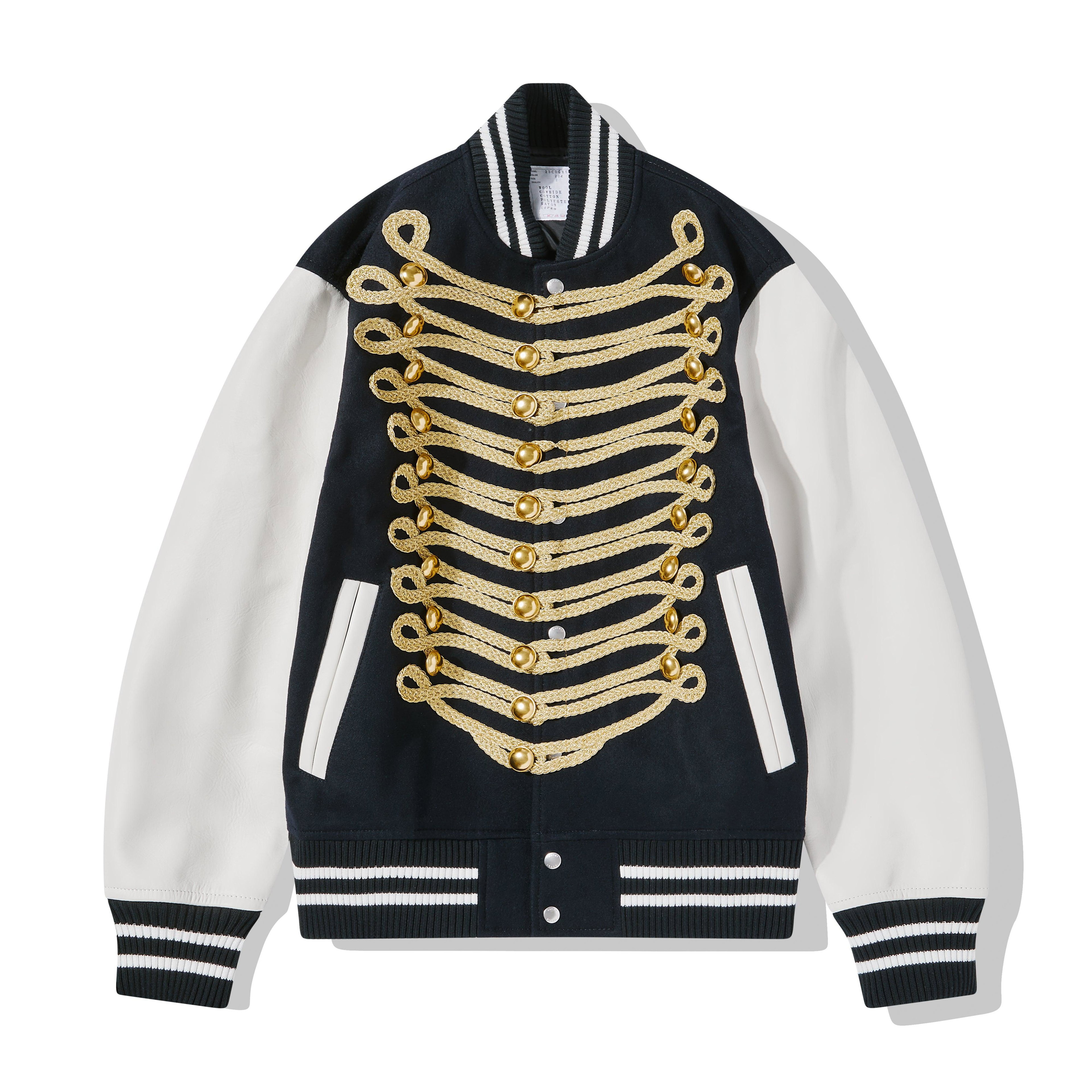 Sacai - Men'S Dsm Exclusive Melton Wool And Leather Jacket - (Navy/White) by SACAI