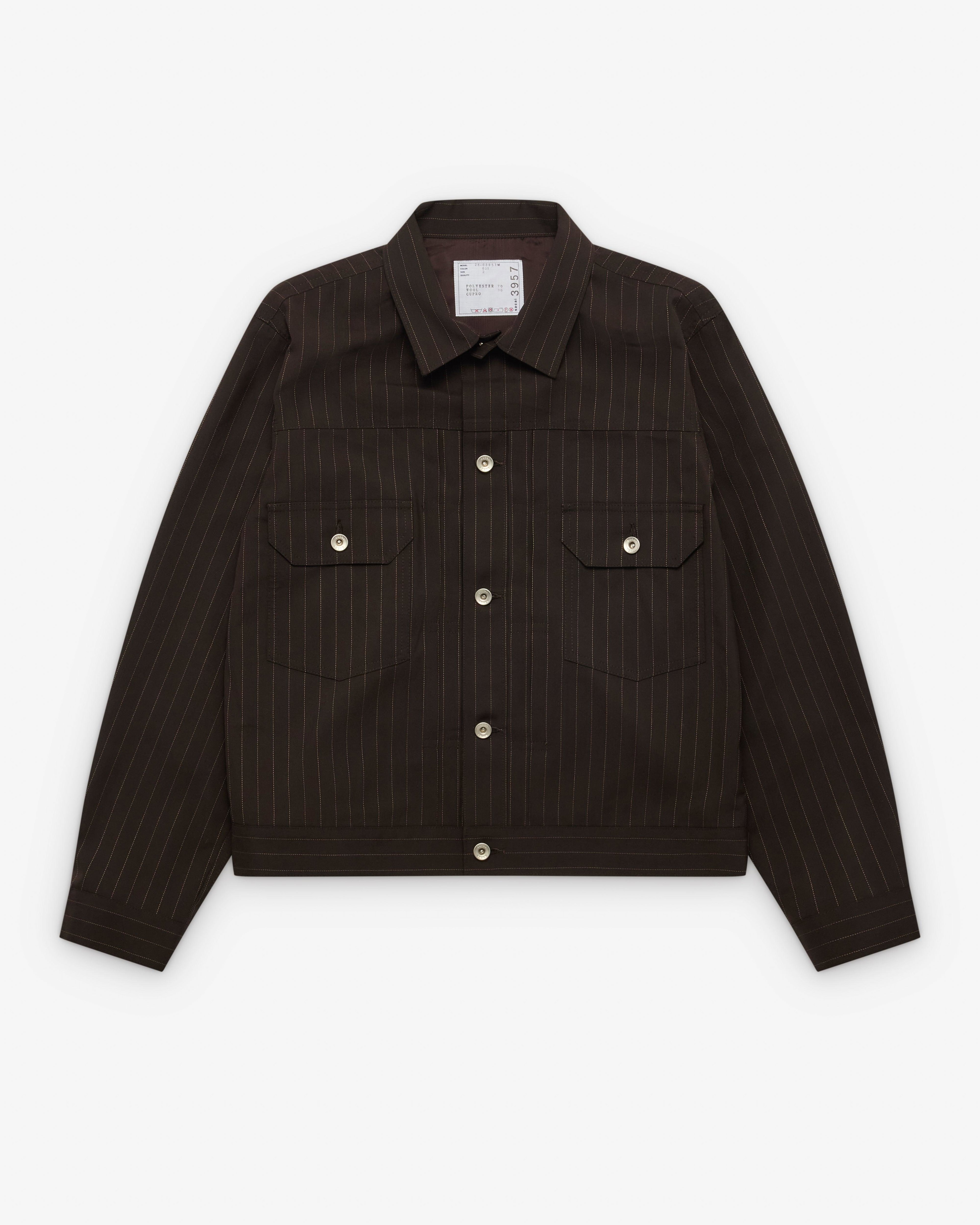 Sacai  - Men's Chalk Stripe Jacket - (Brown Stripe) by SACAI
