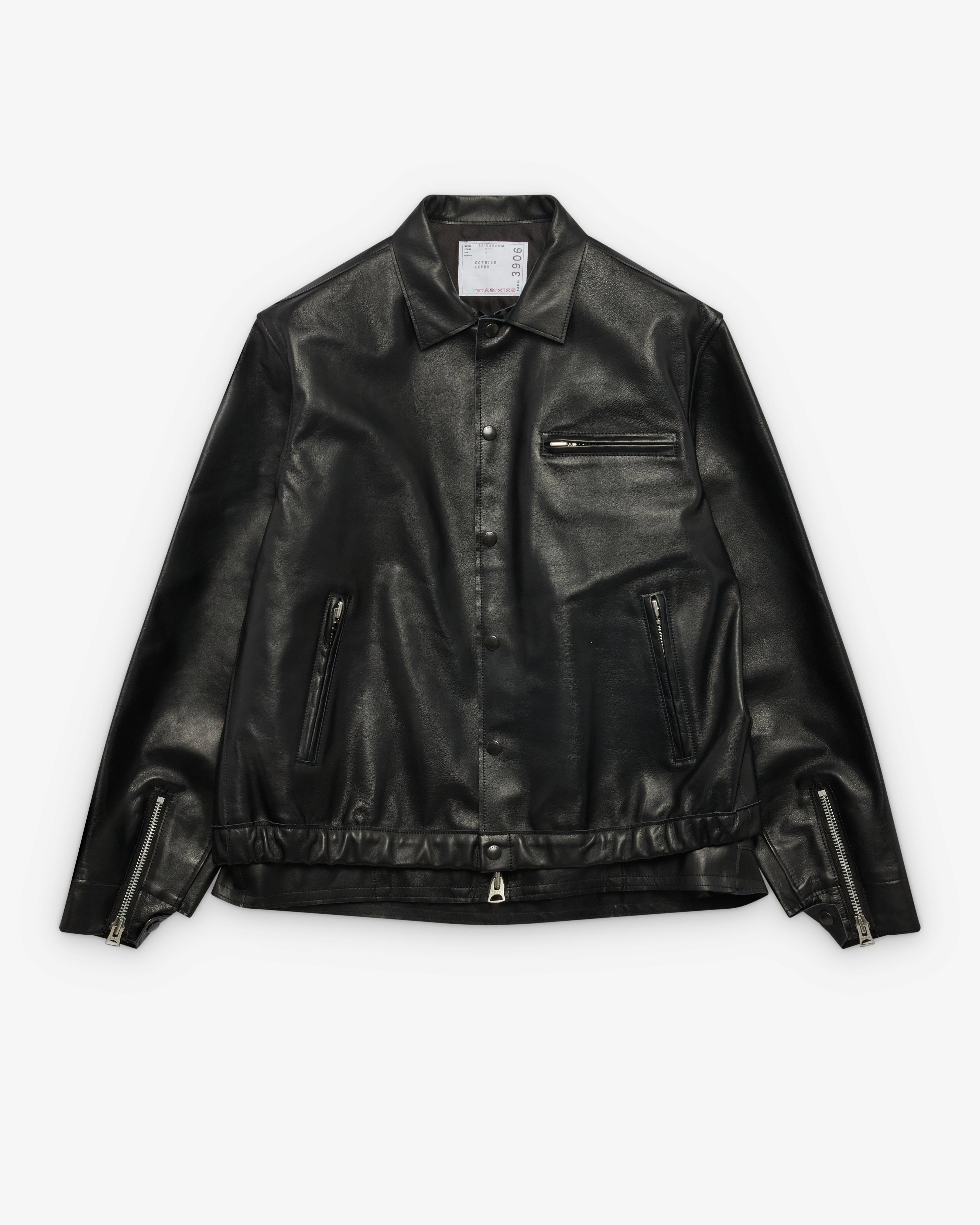 Sacai  - Men's Leather Blouson - (Black) by SACAI