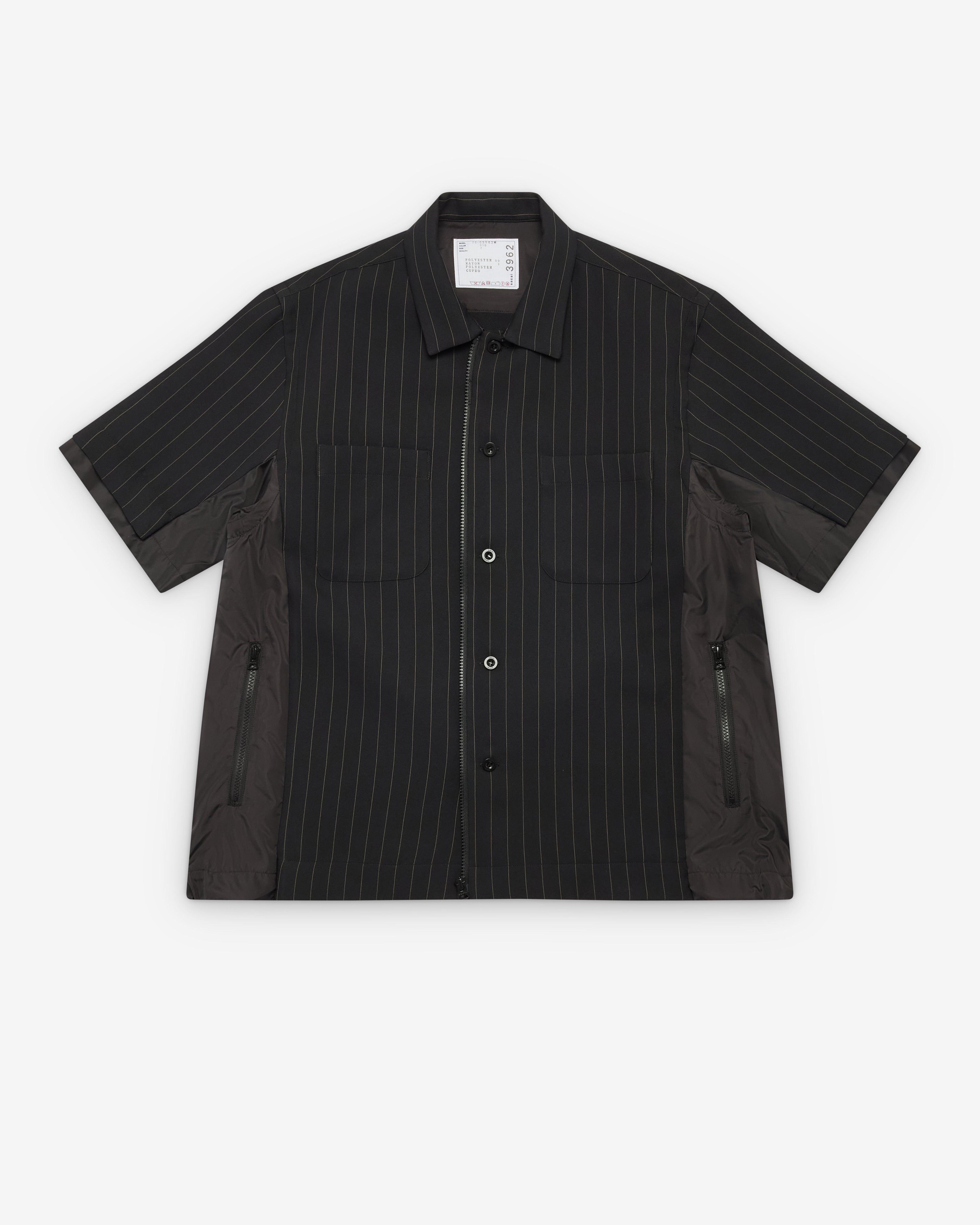 Sacai  - Men's Matelasse Twill Shirt - (Black Stripe) by SACAI