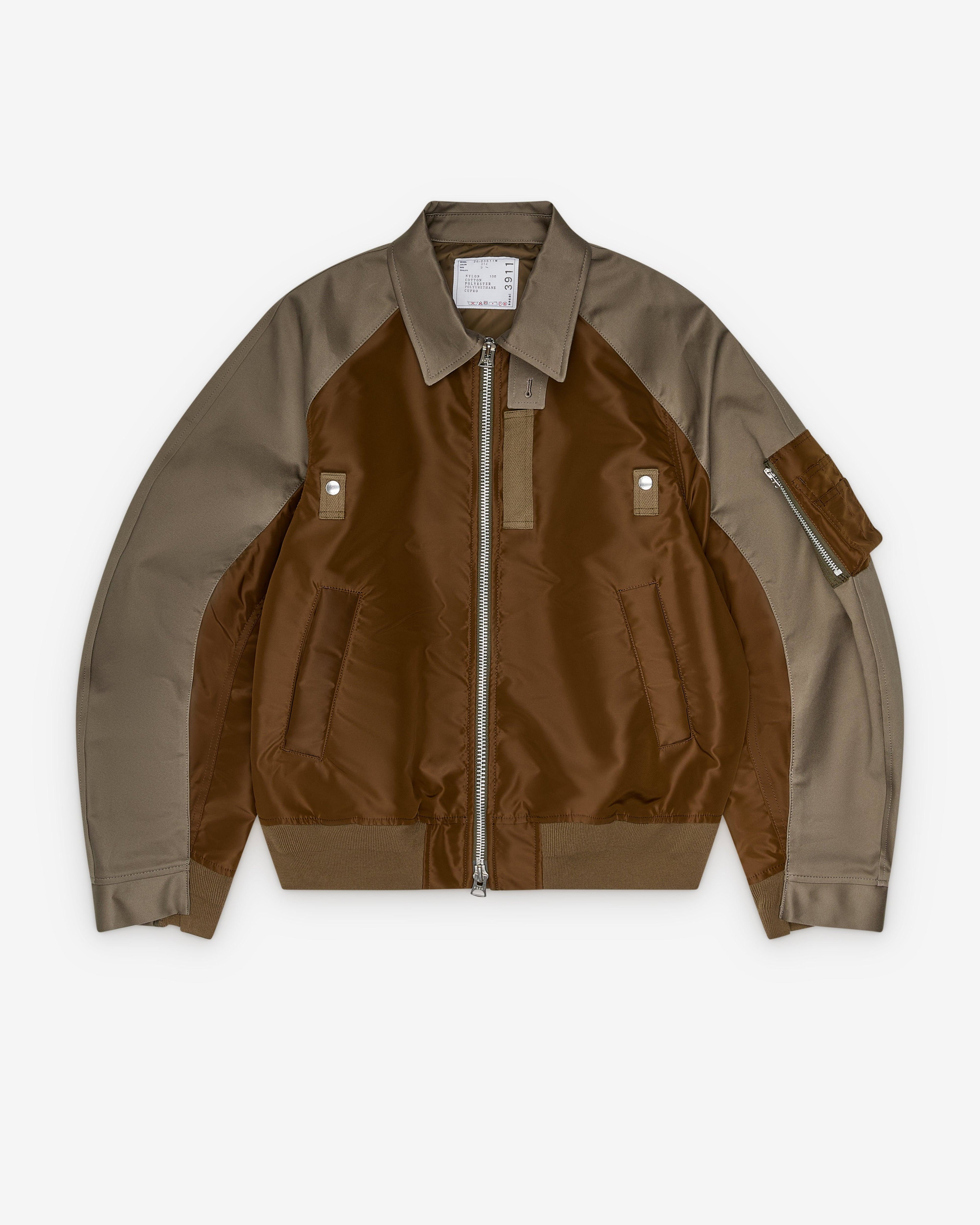 Sacai - Men's Nylon Twill Blouson - (Gray/Brown) by SACAI