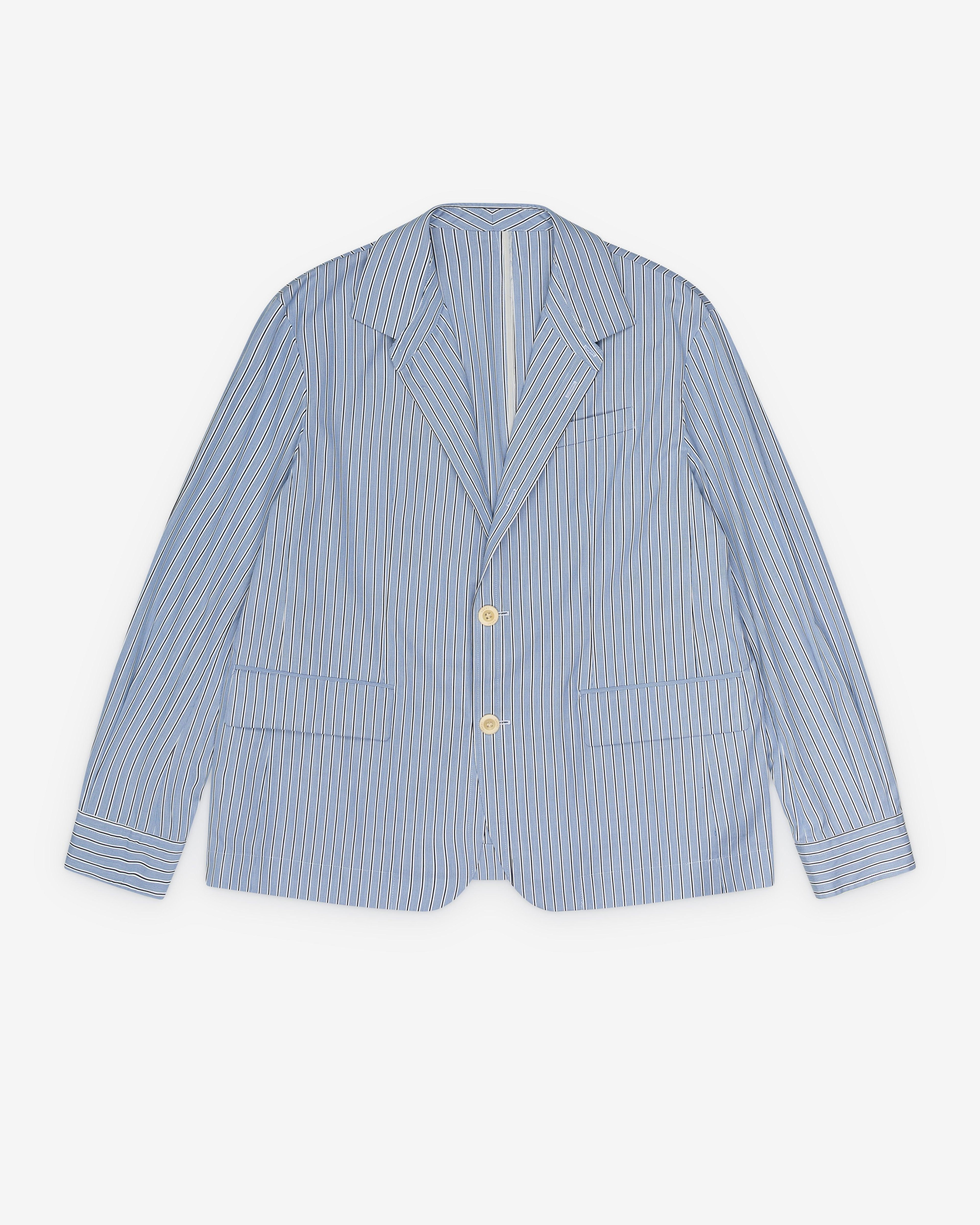 Sacai - Men's Poplin Jacket - (Light Blue Stripe) by SACAI