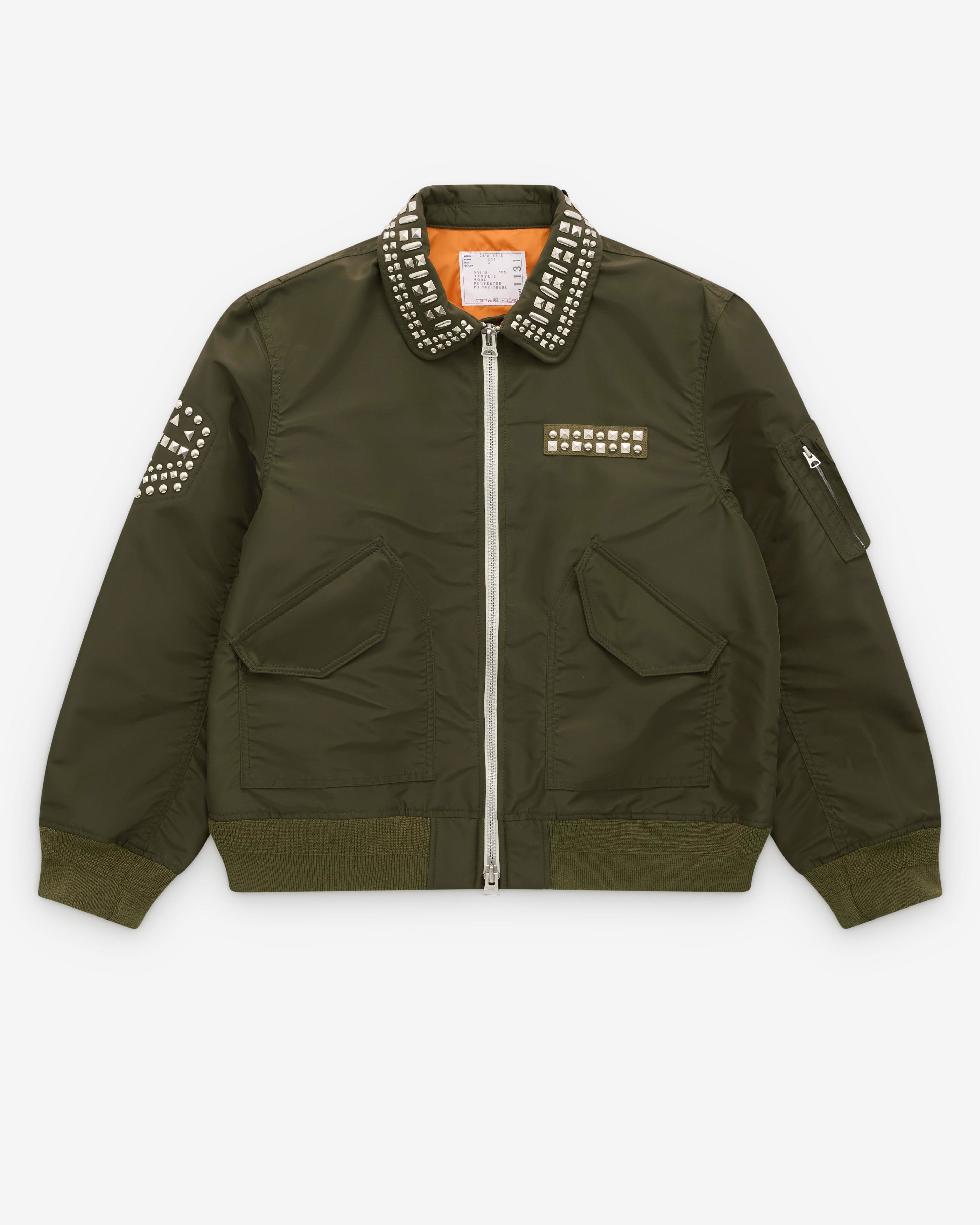 Sacai - Studded Nylon Twill Blouson - (Green) by SACAI