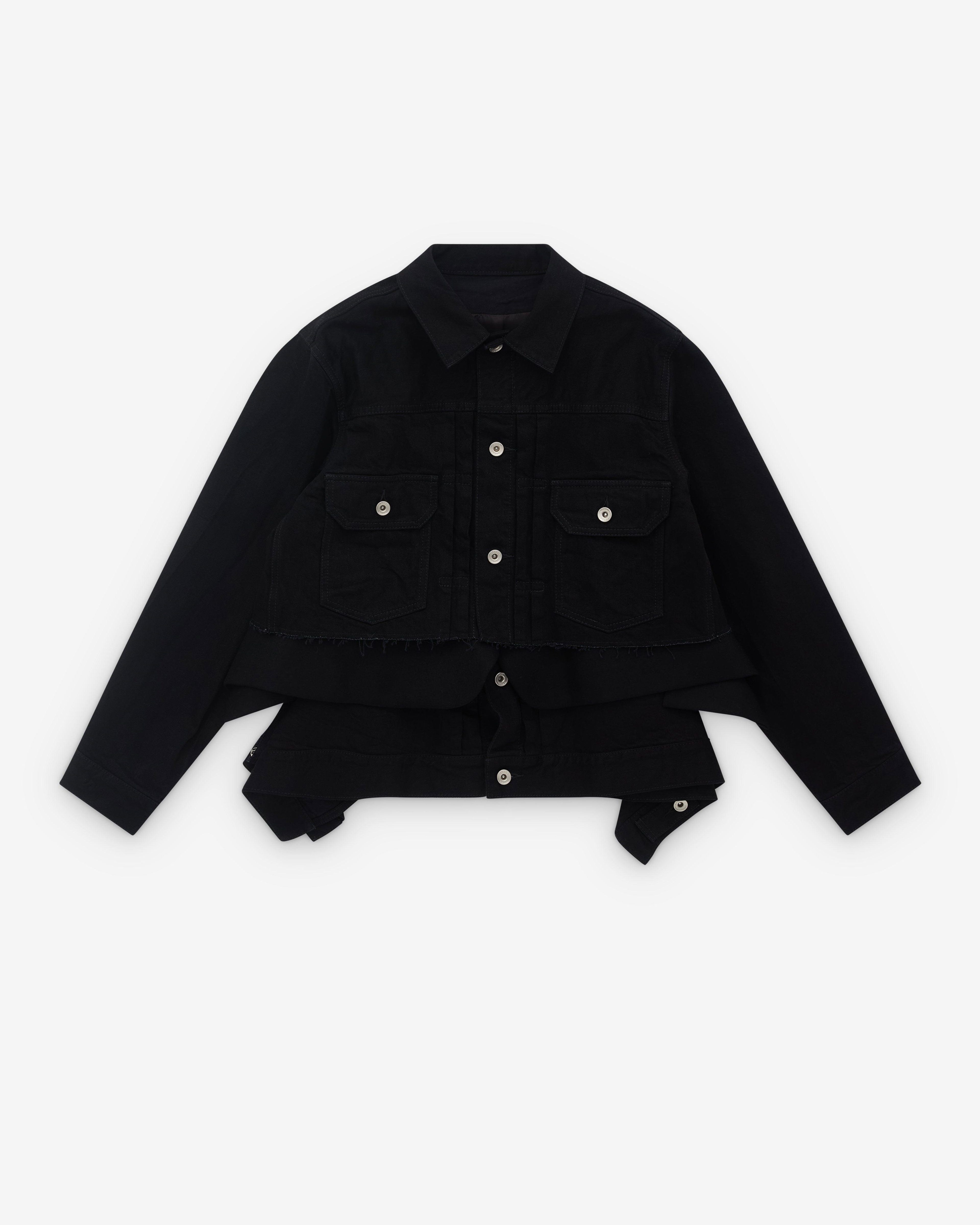Sacai - Women’s Denim Wool Melton Jacket - (Black) by SACAI
