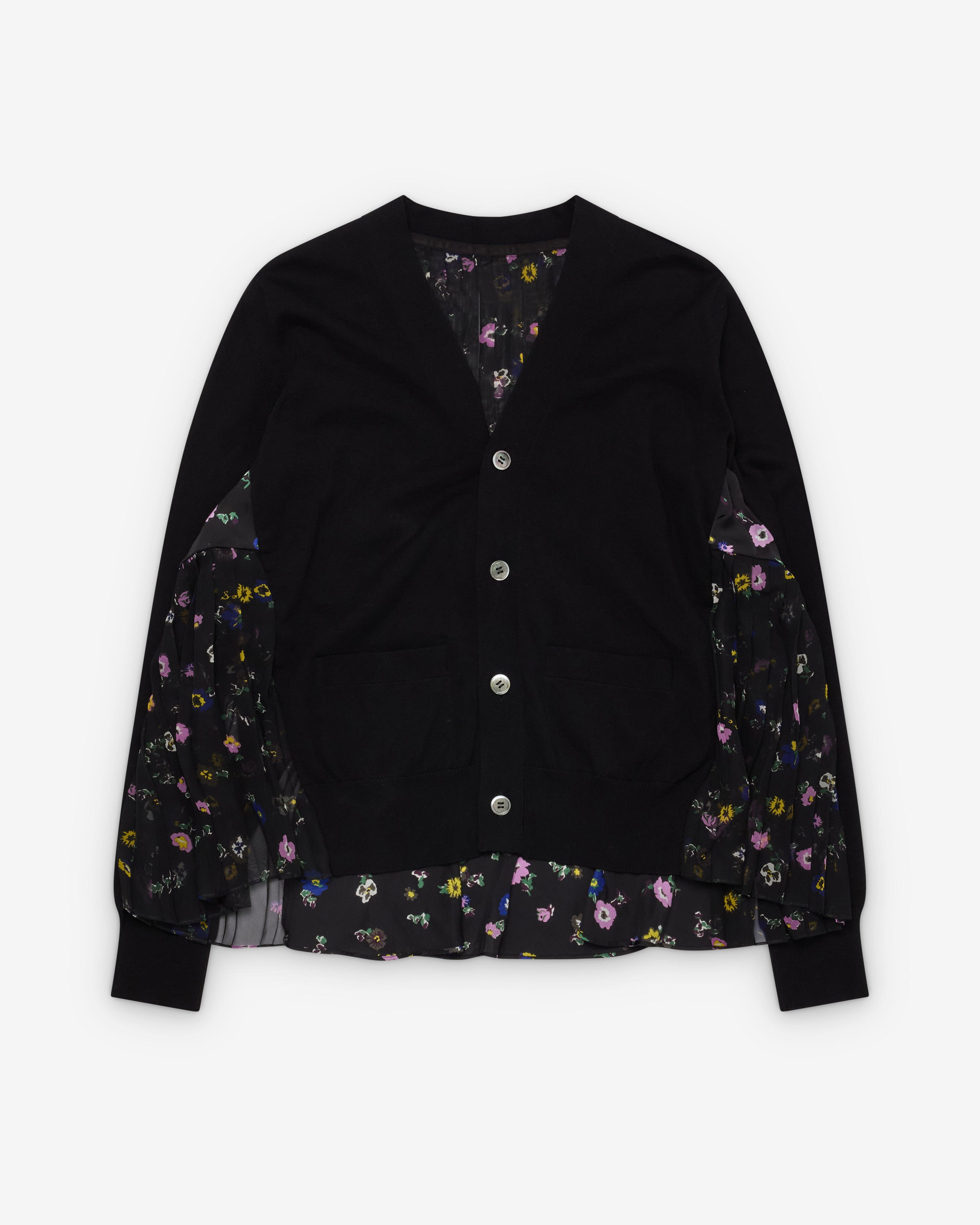 Sacai  - Women's Floral Print Cardigan - (Black) by SACAI