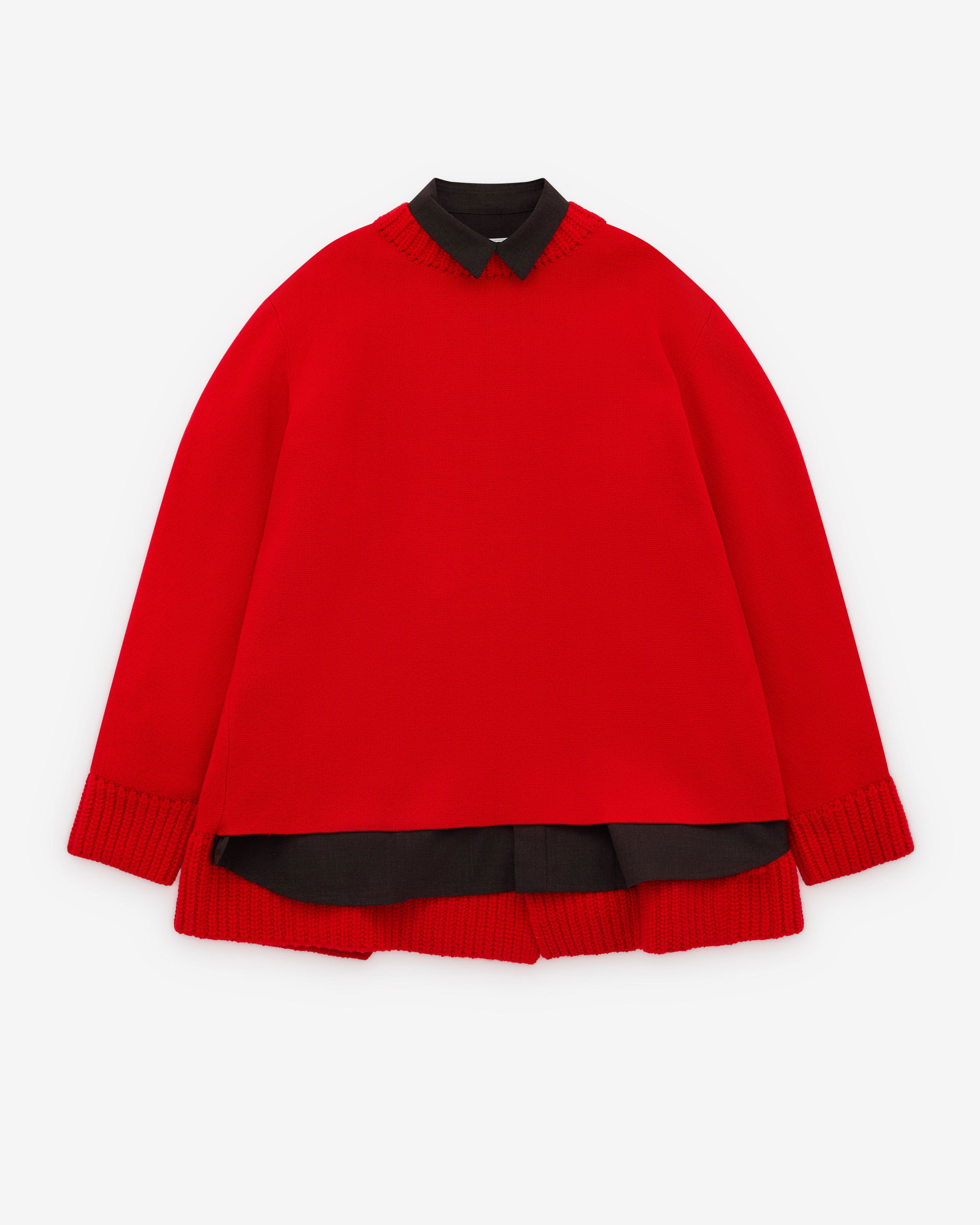 Sacai - Women's Layered Wool Knit Dress - (Red/Brown) by SACAI