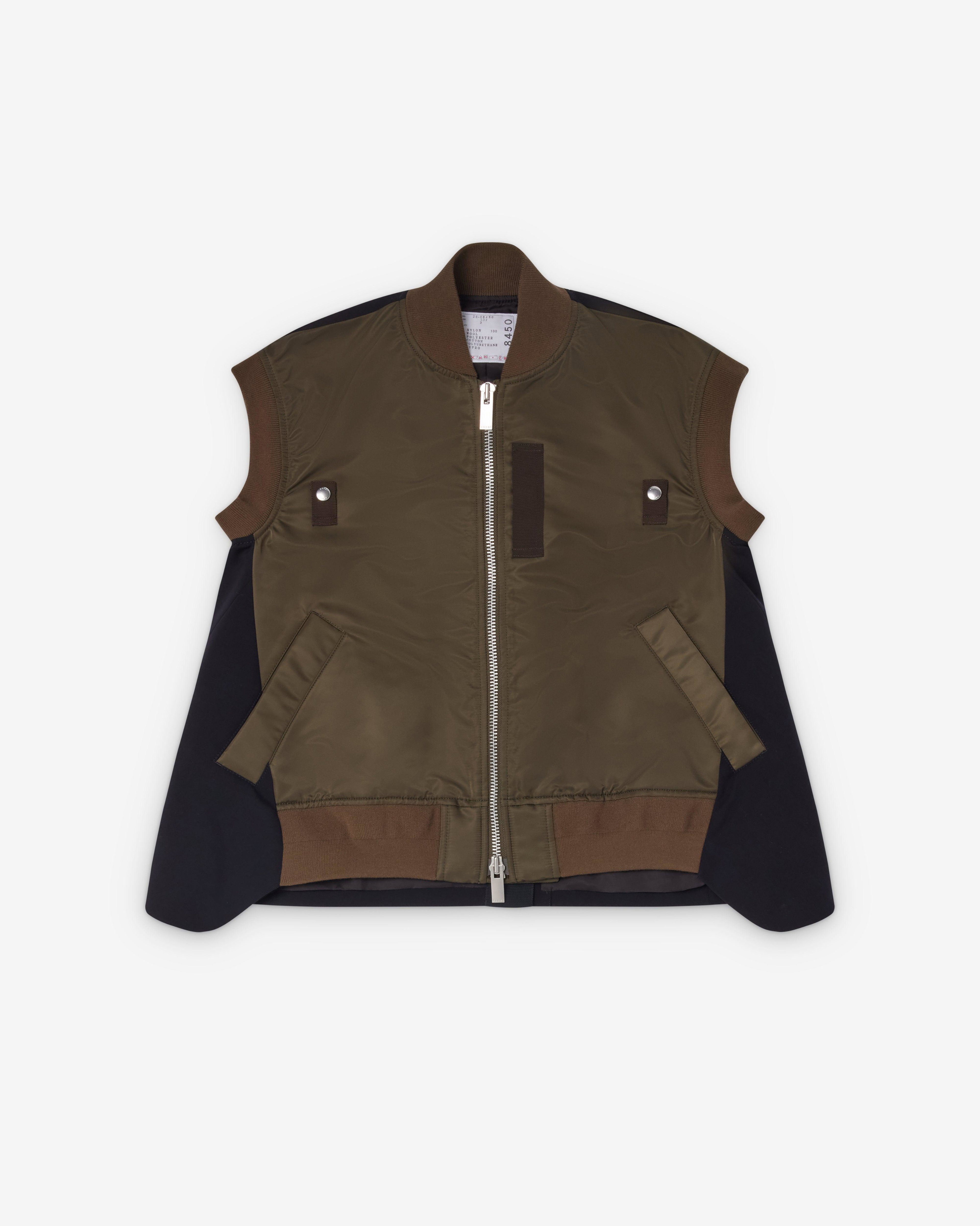 Sacai  - Women's Nylon Twill Suiting Vest - (Khaki/Navy) by SACAI