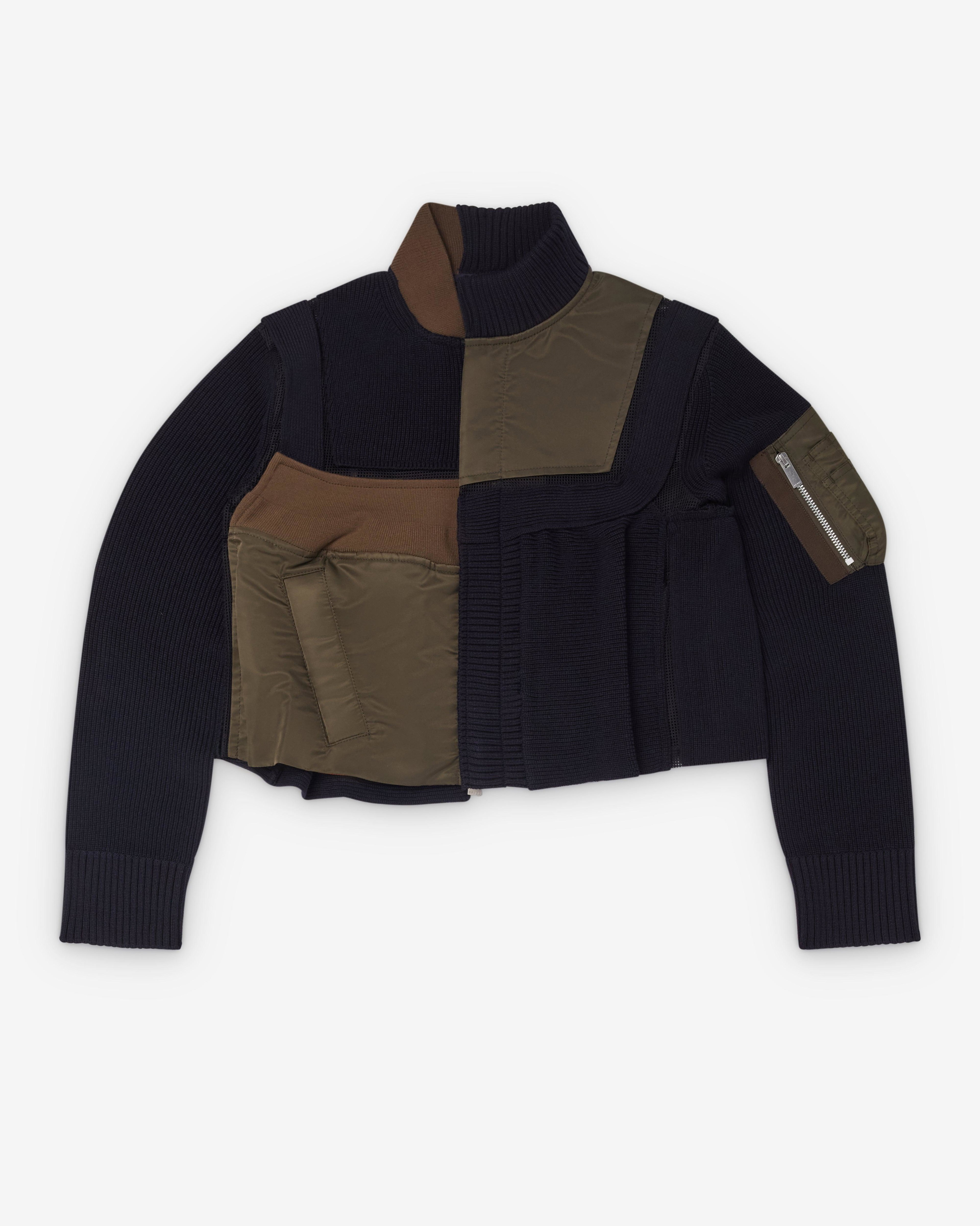 Sacai  - Women's Nylon Twill X Knit Blouson - (Multi) by SACAI