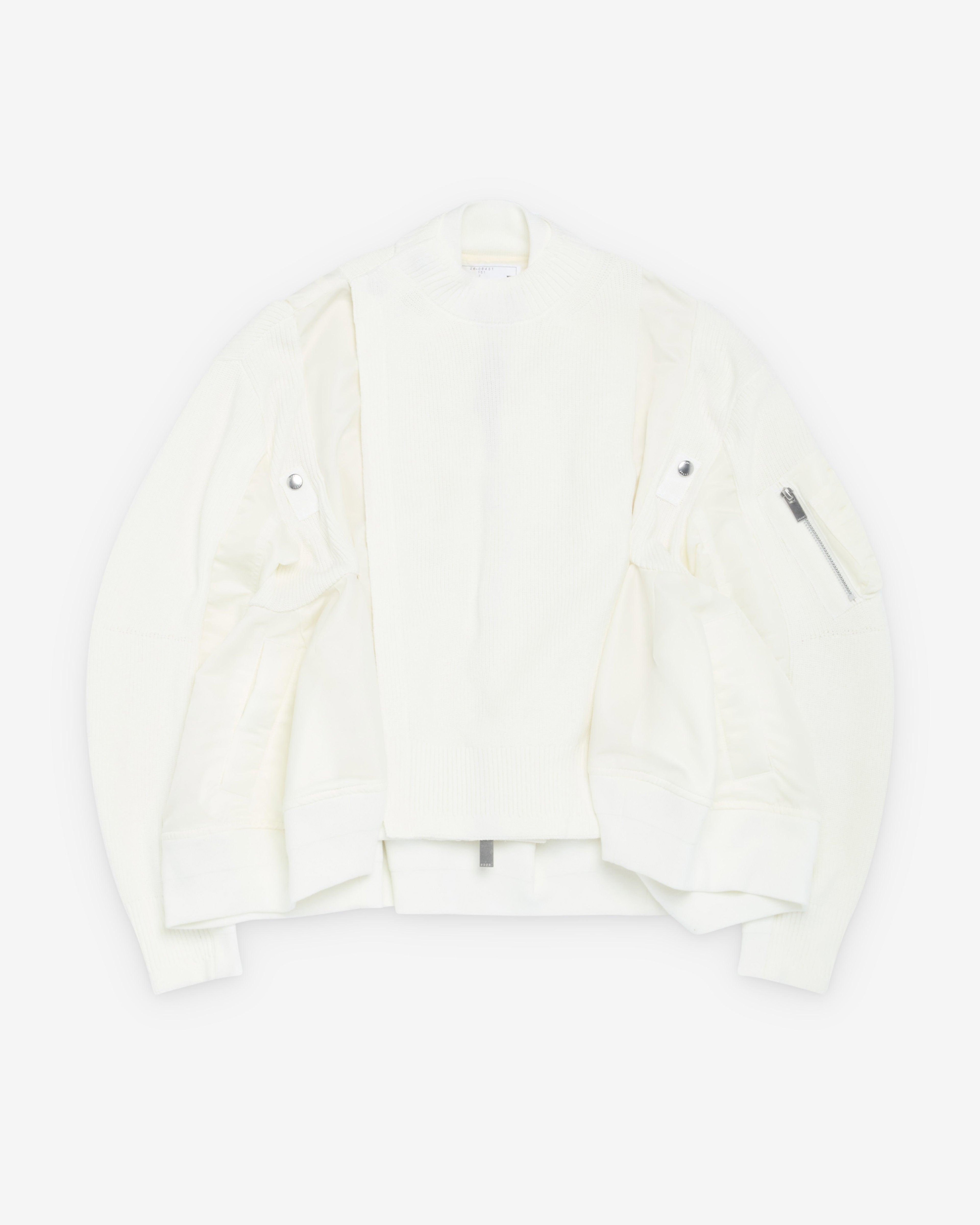 Sacai  - Women's Nylon Twill X Knit Blouson - (White) by SACAI