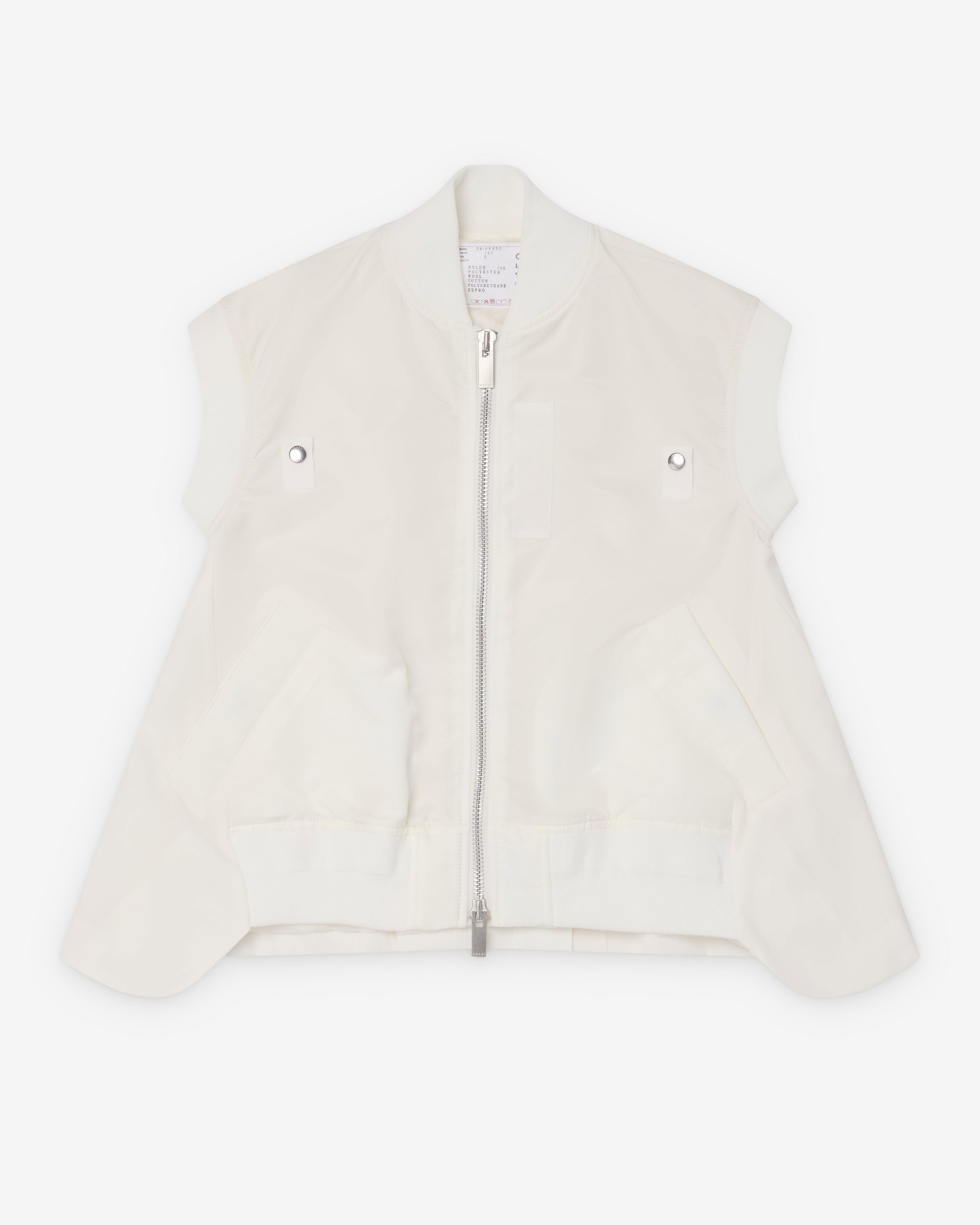 Sacai  - Women's Nylon Twill X Wool Suiting Vest - (Ivory) by SACAI
