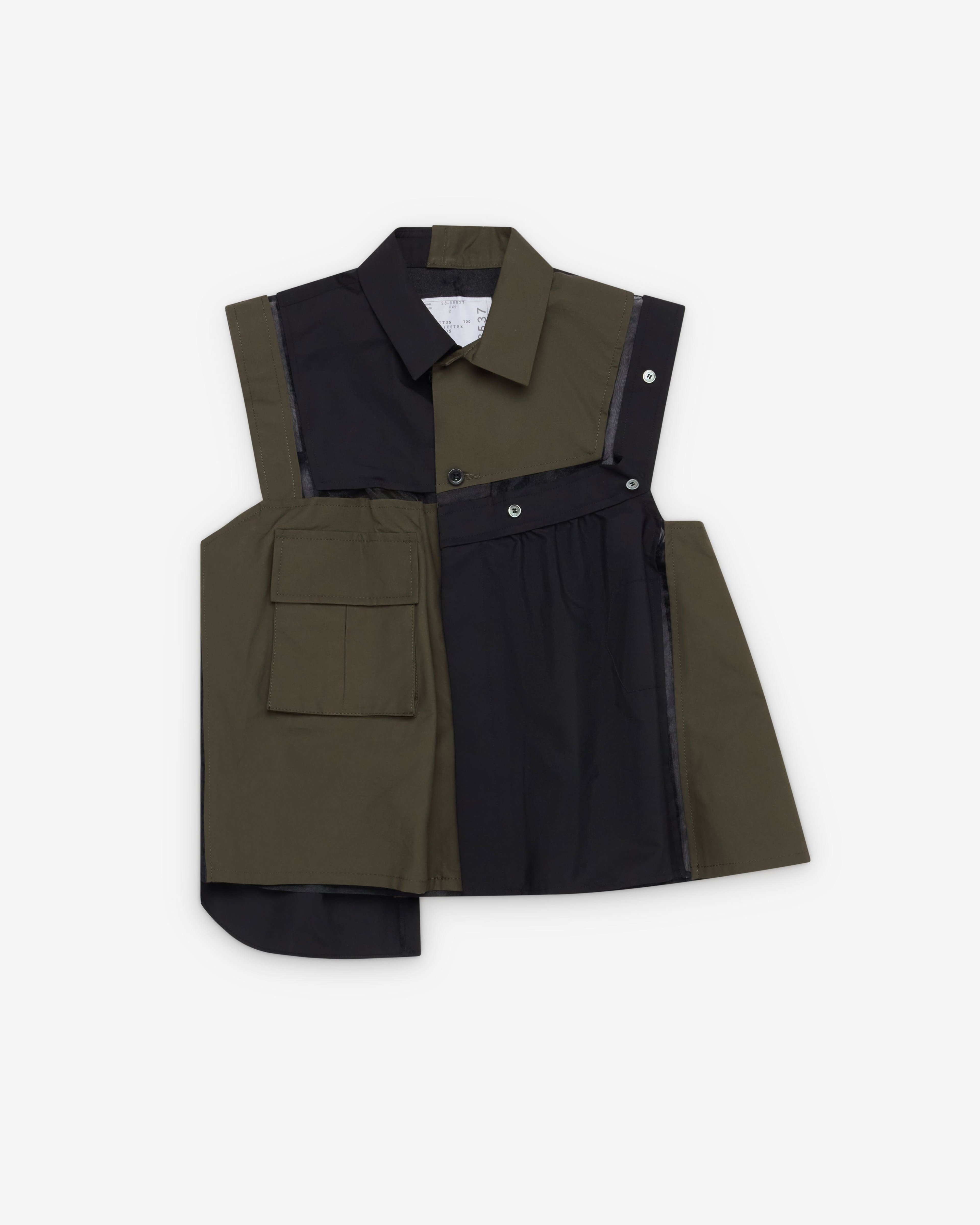 Sacai  - Women's Poplin Weather Shirt - (Green/Navy) by SACAI