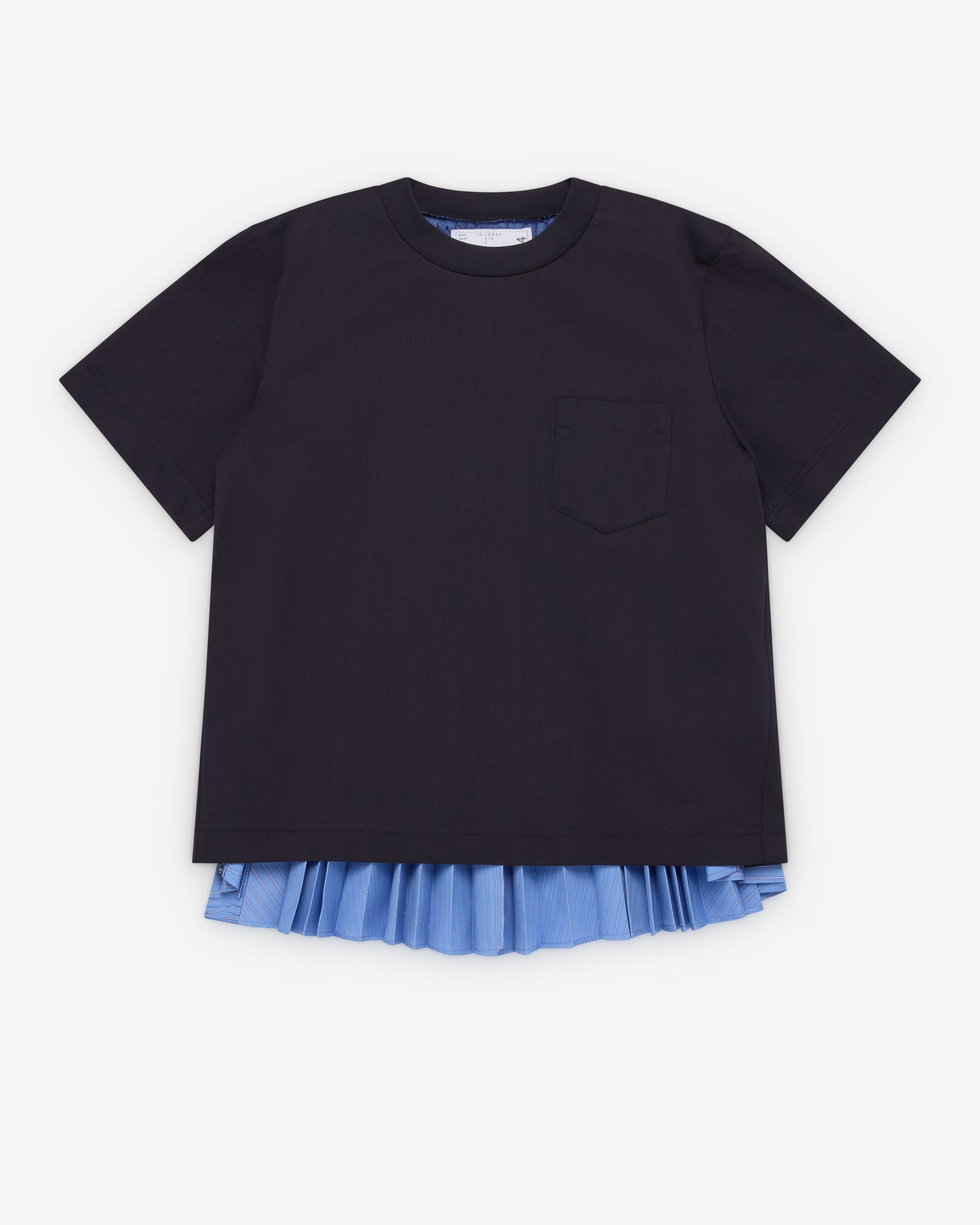 Sacai  - Women's Poplin X Cotton Jersey T-Shirt - (Black/Blue) by SACAI