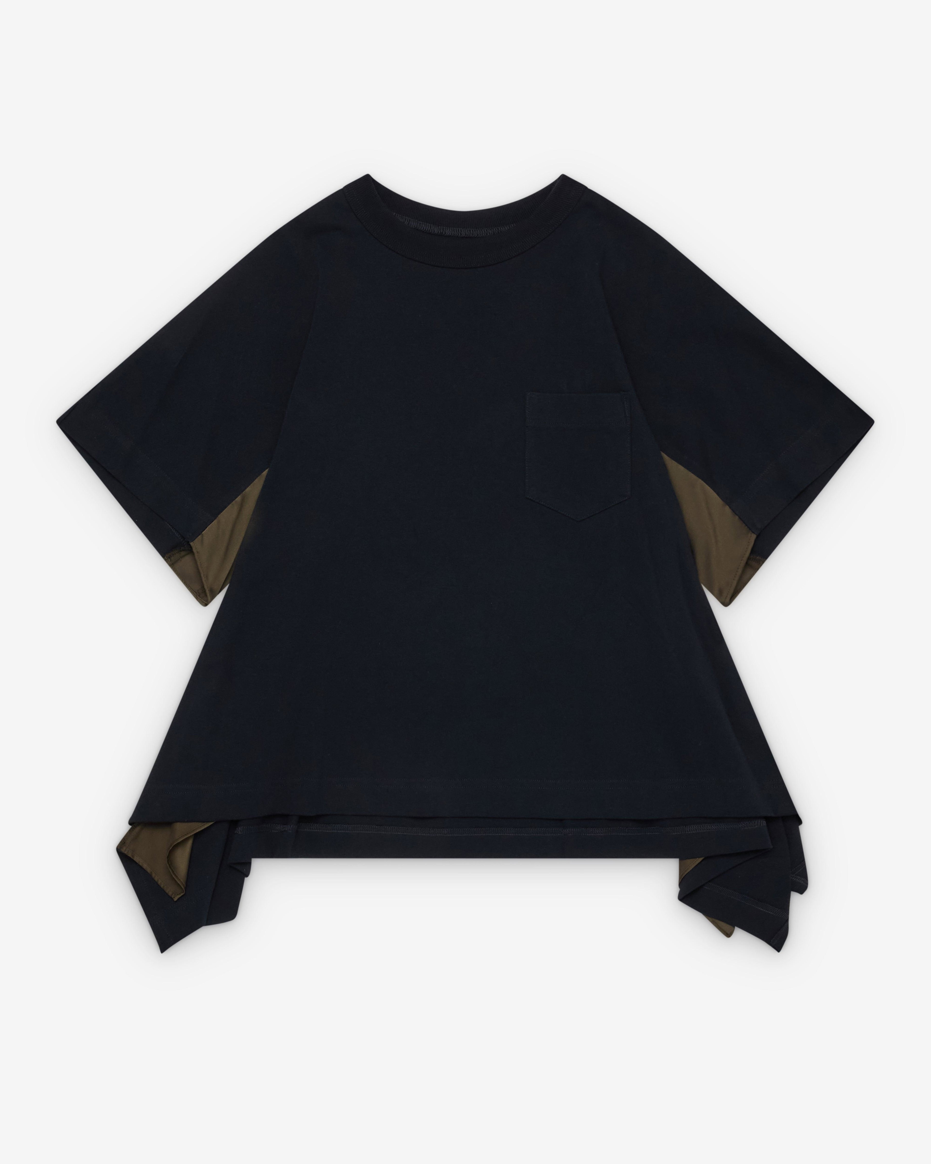 Sacai  - Women's Satin Jersey T-Shirt - (Navy/Khaki) by SACAI
