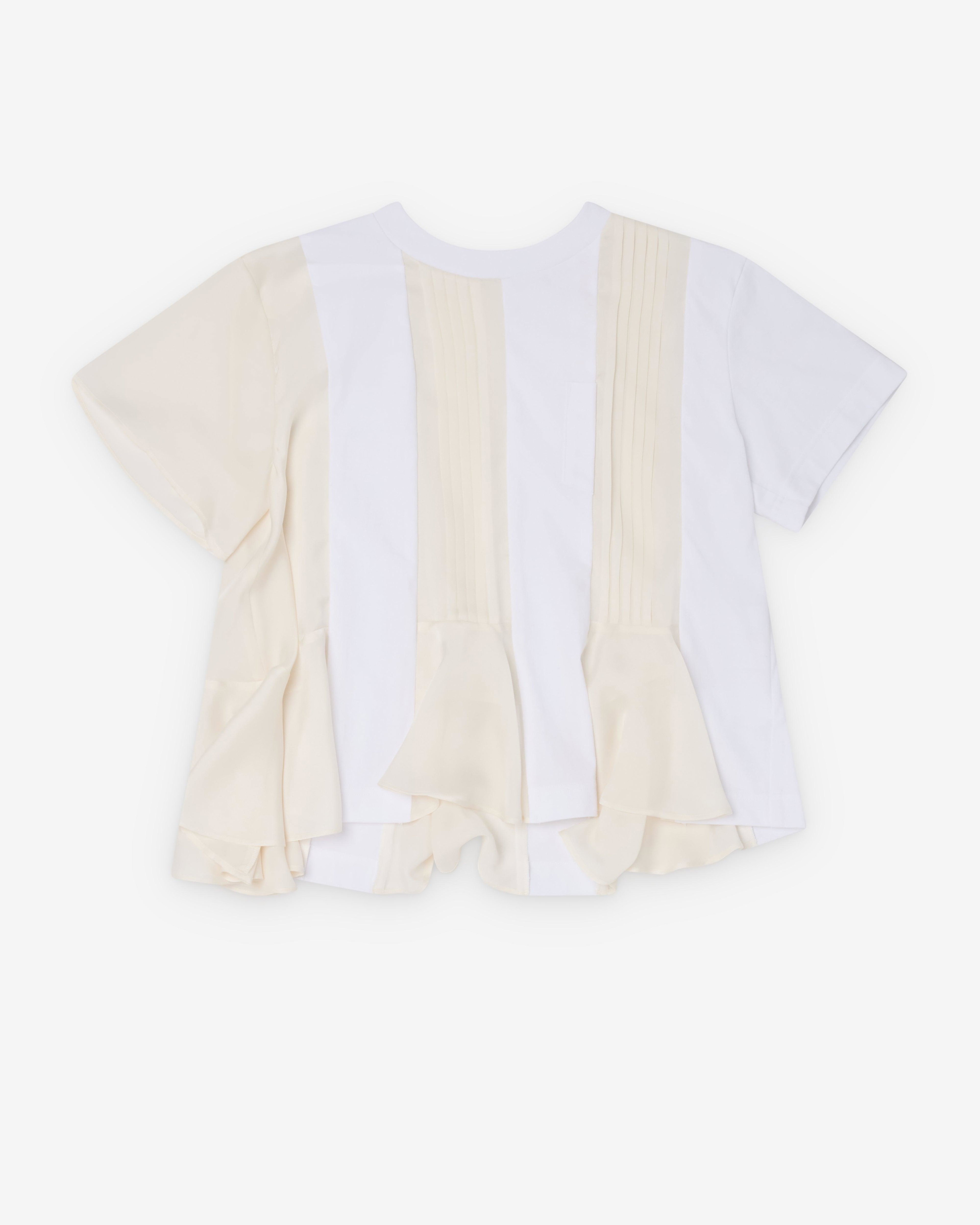 Sacai  - Women's Satin X Cotton Jersey T-Shirt - (White/Cream) by SACAI