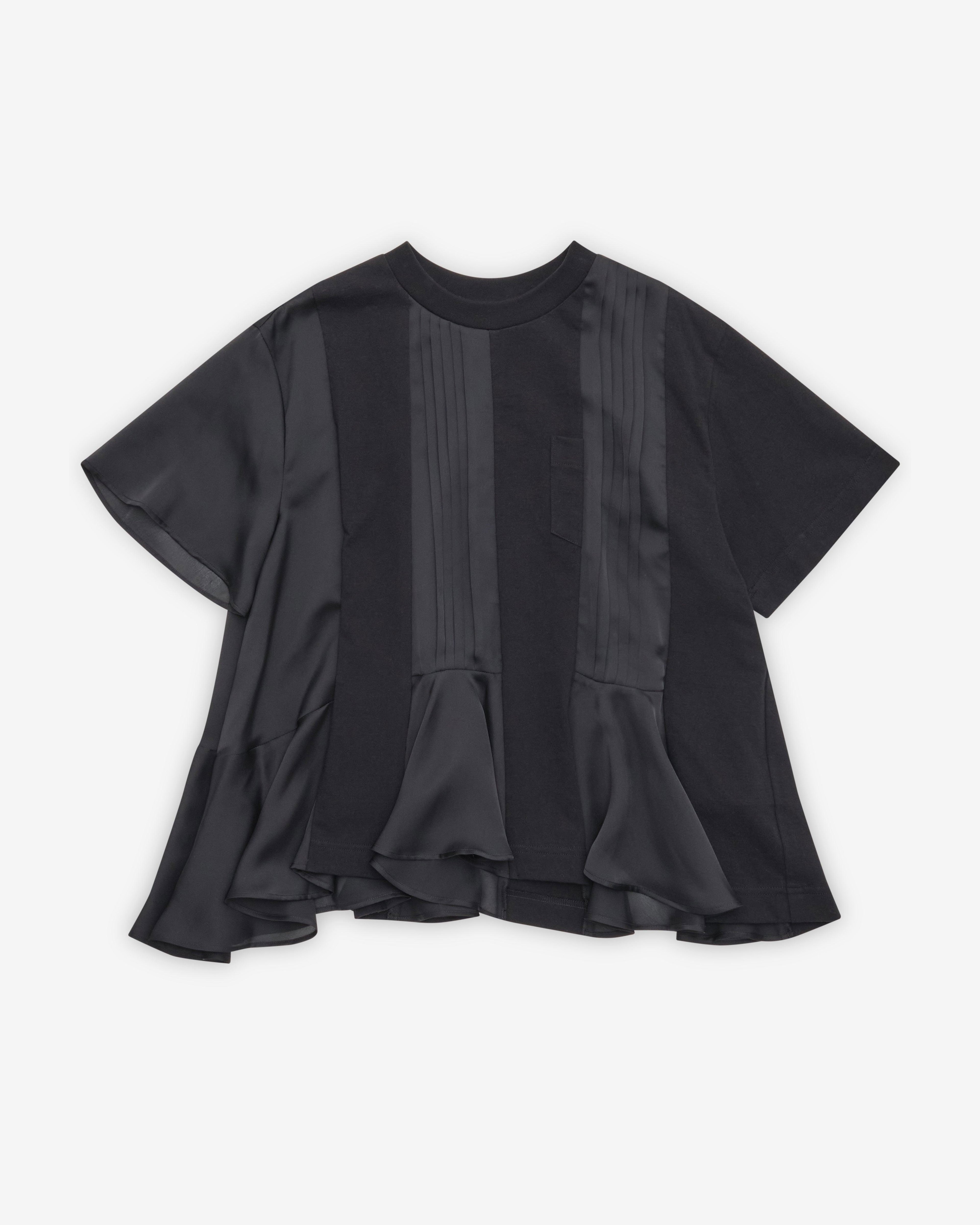 Sacai - Women's Satin x Cotton T-Shirt - (Black) by SACAI