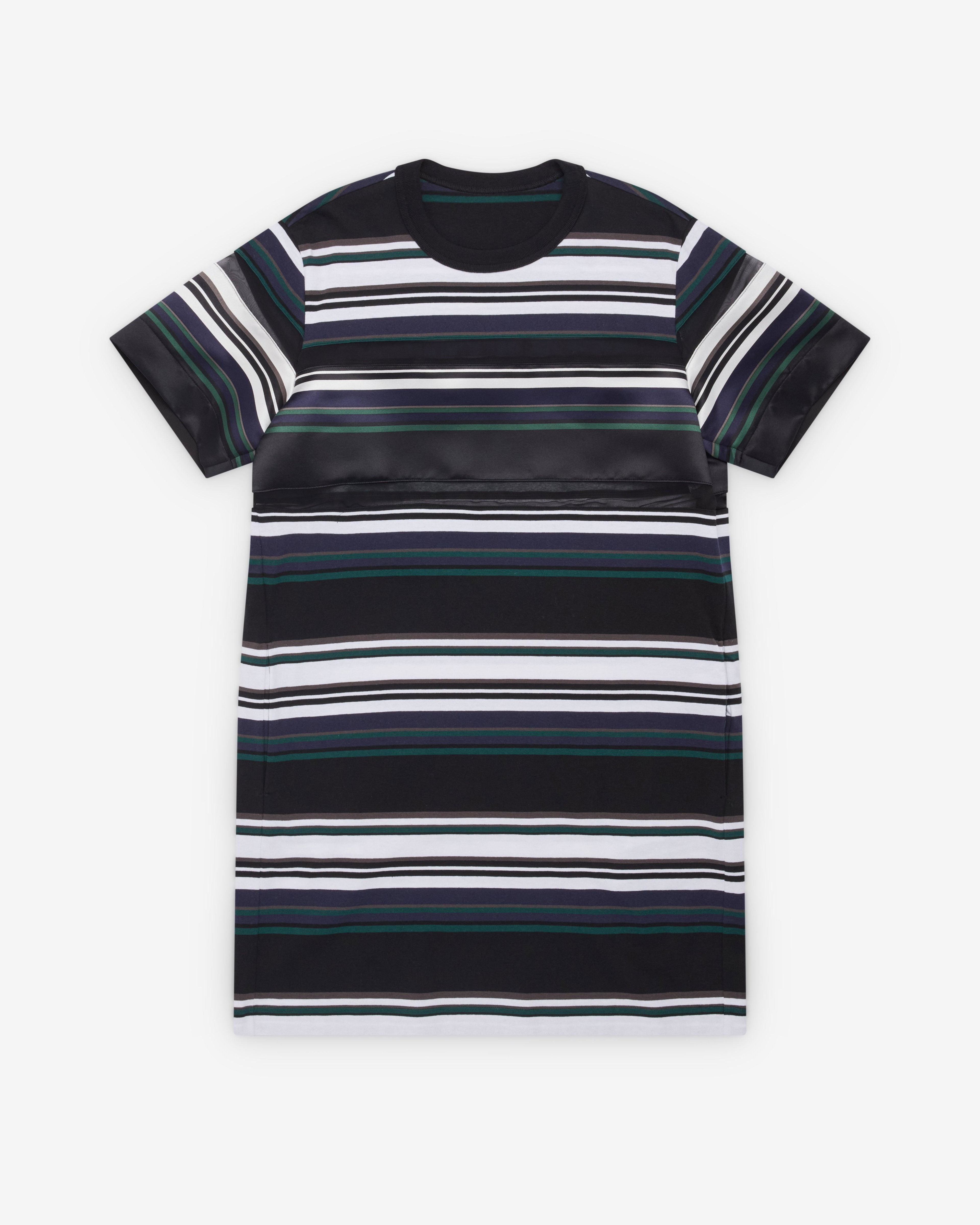 Sacai  - Women's Stripe Cotton Jersey Dress - (Black/White/Blue) by SACAI
